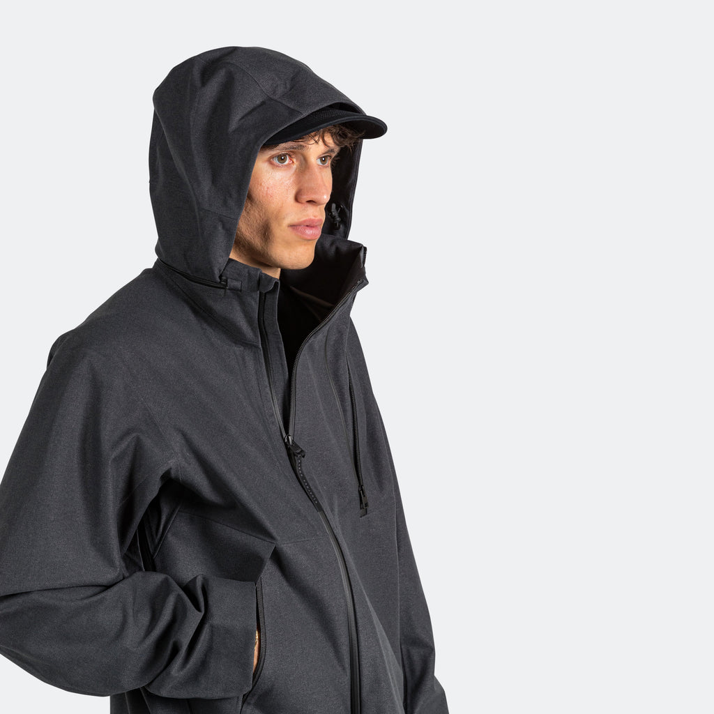 Textured Twill GORE-TEX® 3L Stand Collar Jacket - Charcoal Grey