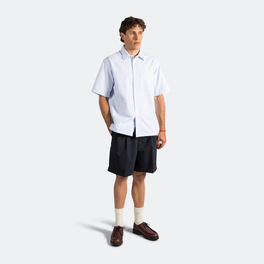 Ivan Oxford Monogram SS Shirt - Blue Stripe