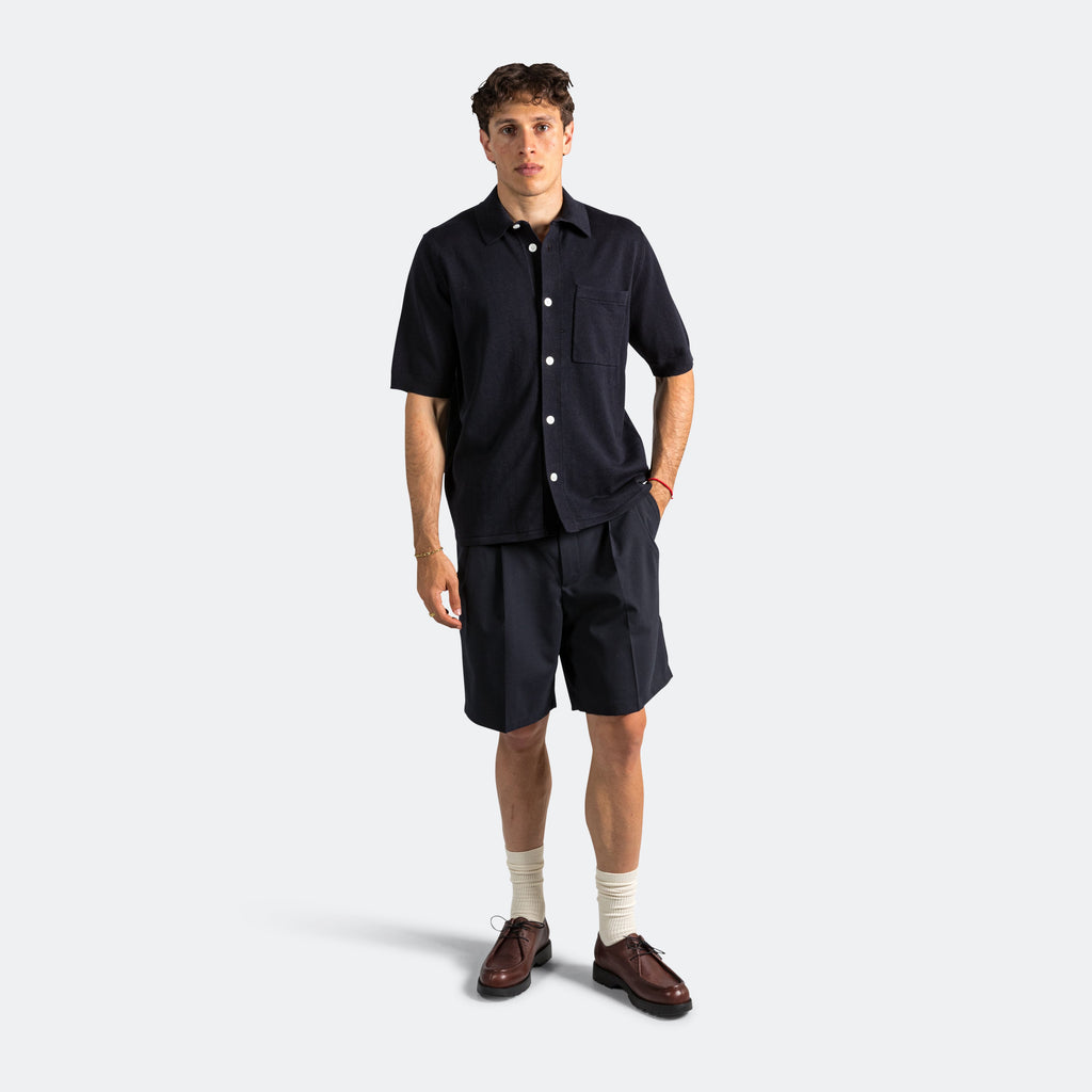 Rollo Cotton Linen SS Shirt - Dark Navy