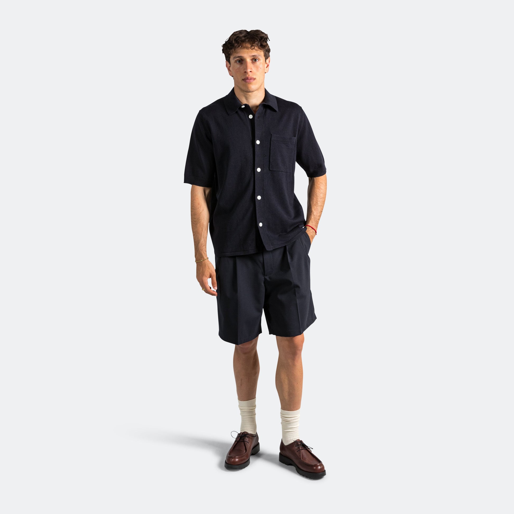 Rollo Cotton Linen SS Shirt - Dark Navy