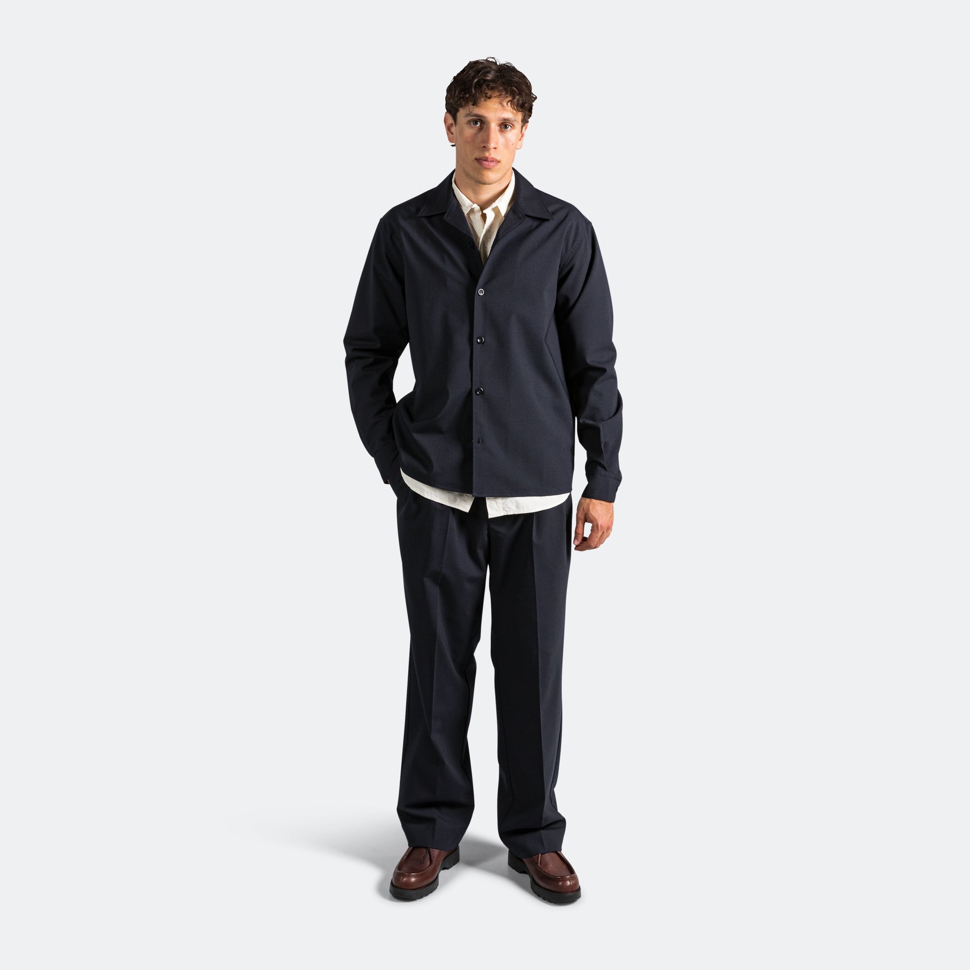 Carsten Light Wool Shirt - Dark Navy