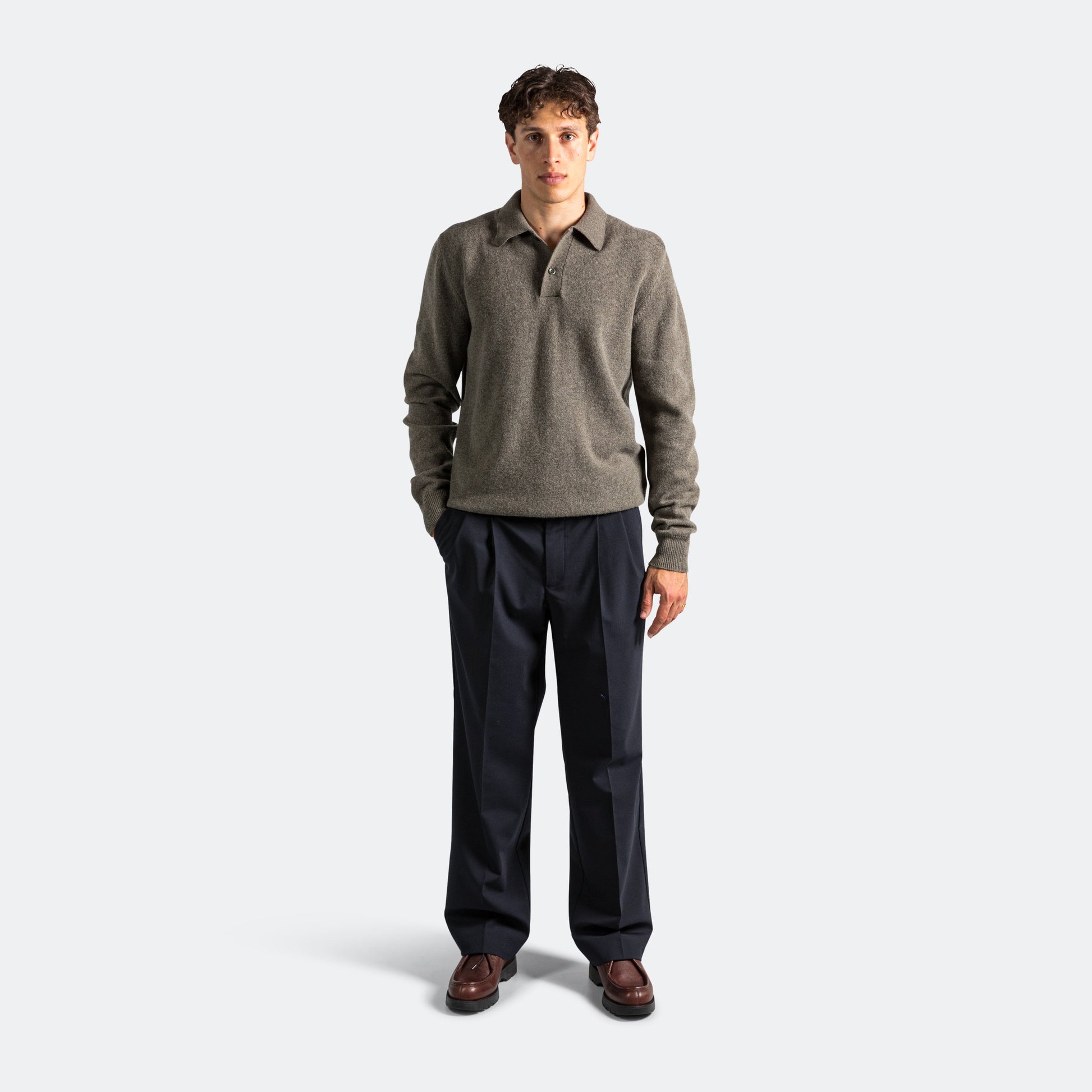 Marco Merino Lambswool Polo - Ivy Green