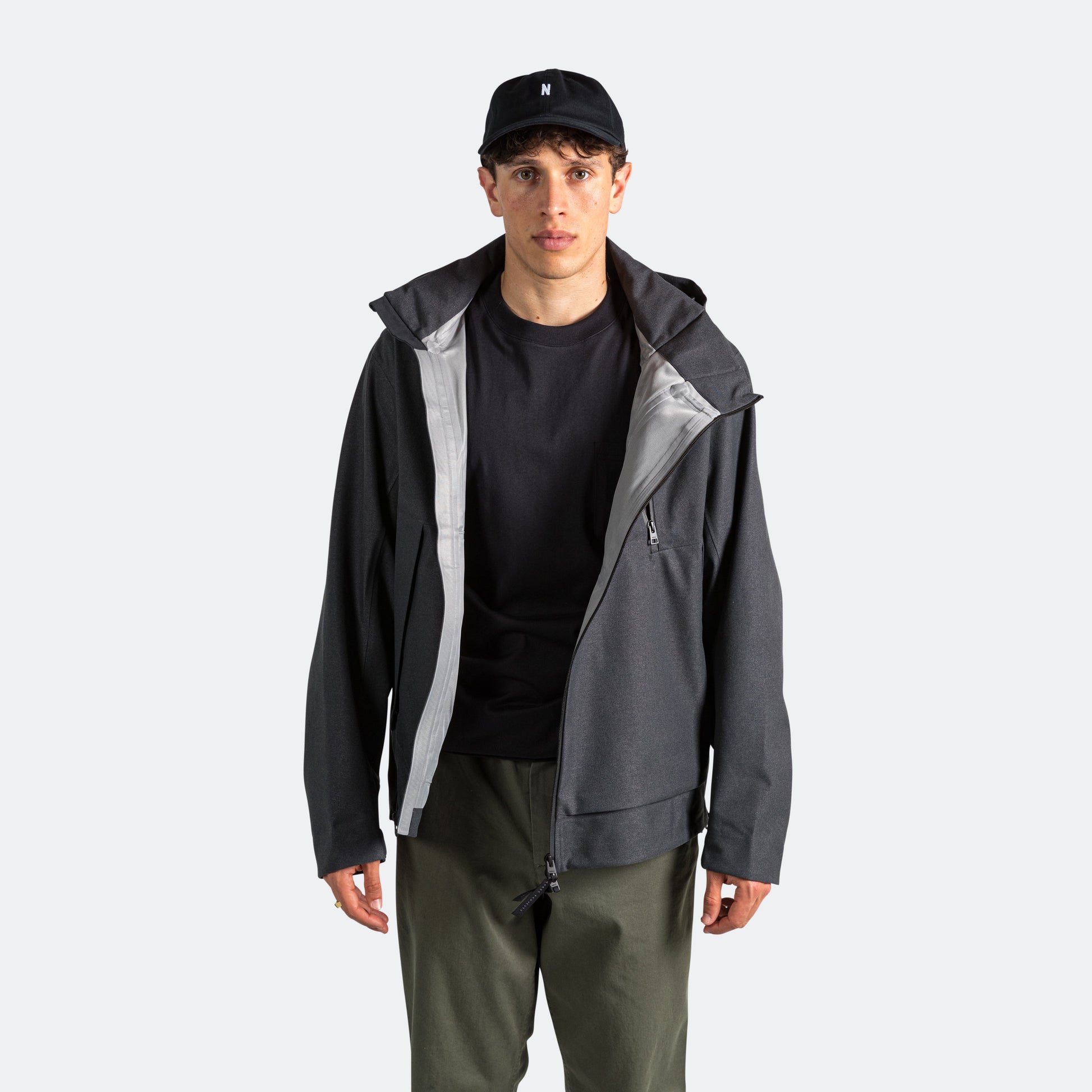 Textured Twill GORE-TEX® 3L Stand Collar Jacket - Charcoal Grey