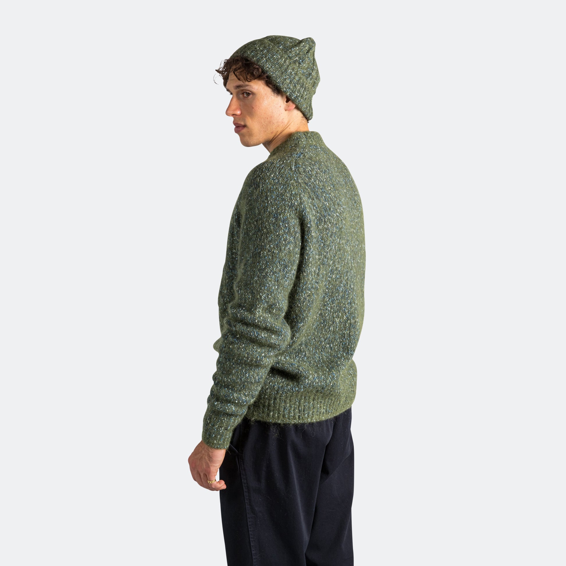 Cotton Alpaca Cable Beanie - Spruce Green