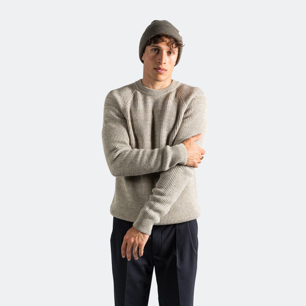 Roald Wool Cotton Rib Sweater - Sediment Green