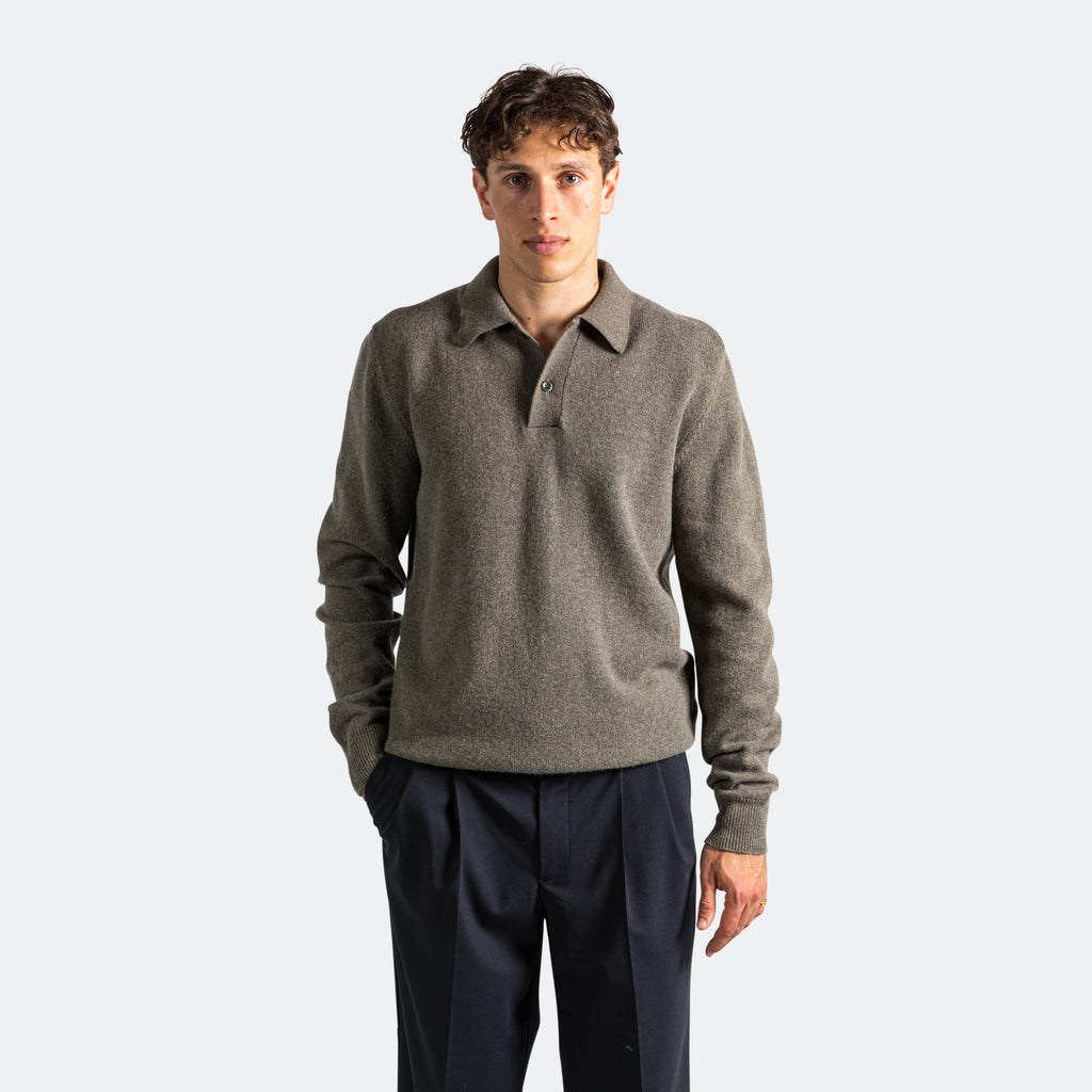 Marco Merino Lambswool Polo - Ivy Green