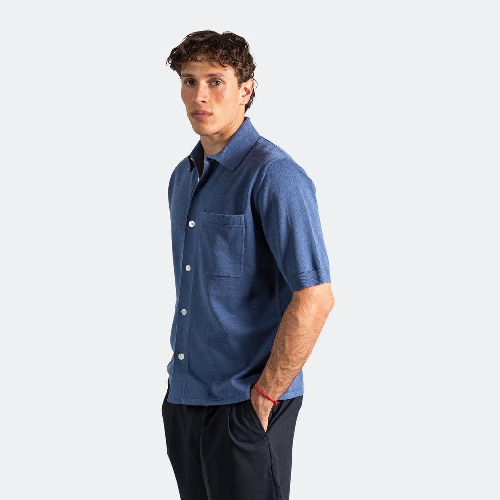 Rollo Cotton Linen SS Shirt - Calcite Blue