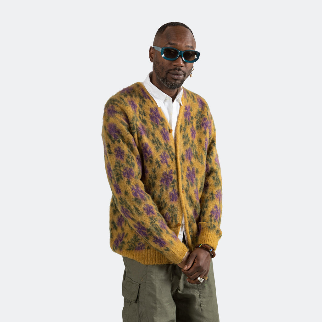 Mohair Cardigan - Yellow Flower