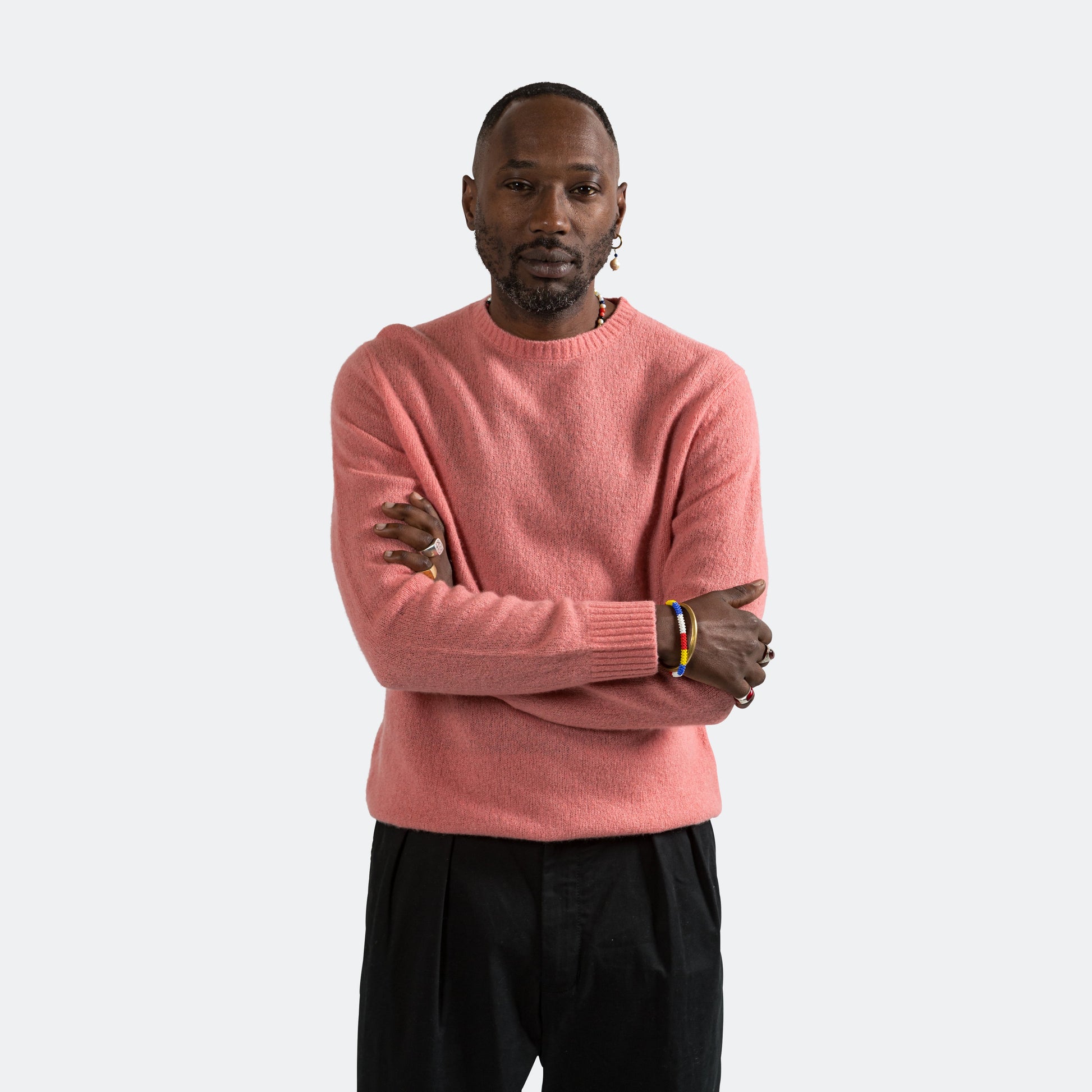 7G Cashmere/Silk Crew - Pink