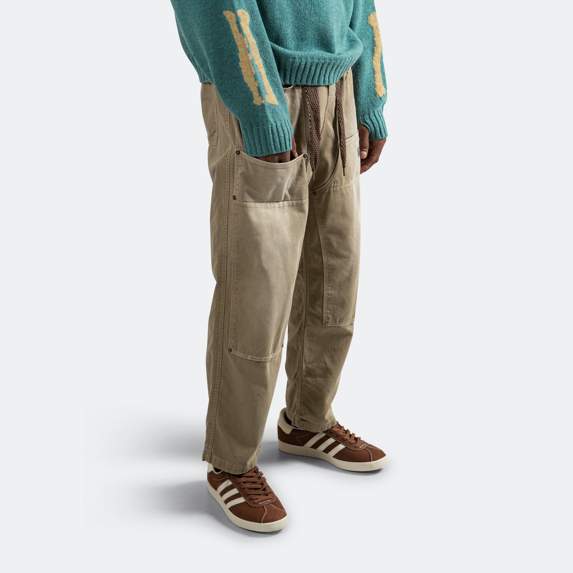 KATSURAGI Cotton W-Knee EASY Pants - Beige