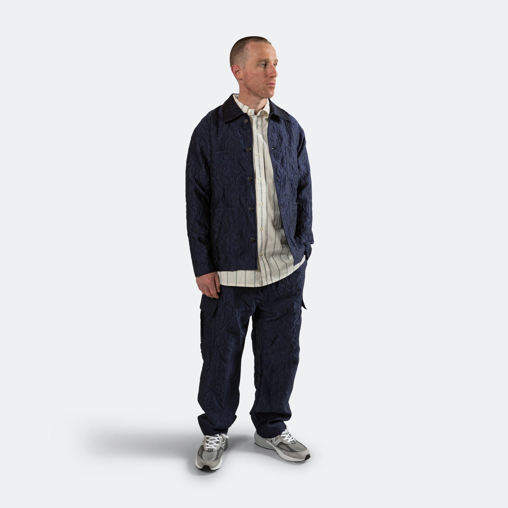Italian Wrinkle Cargo Pant - Navy
