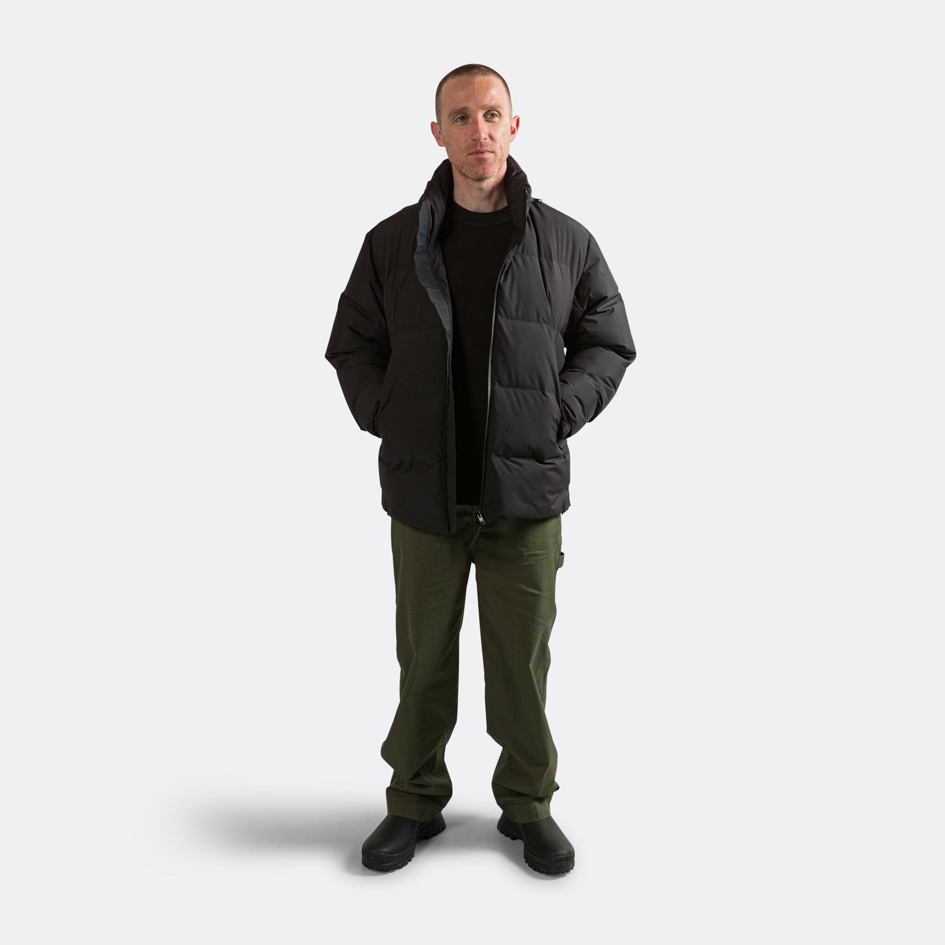 PERTEX® Shield Stand Collar Short Down Jacket - Black