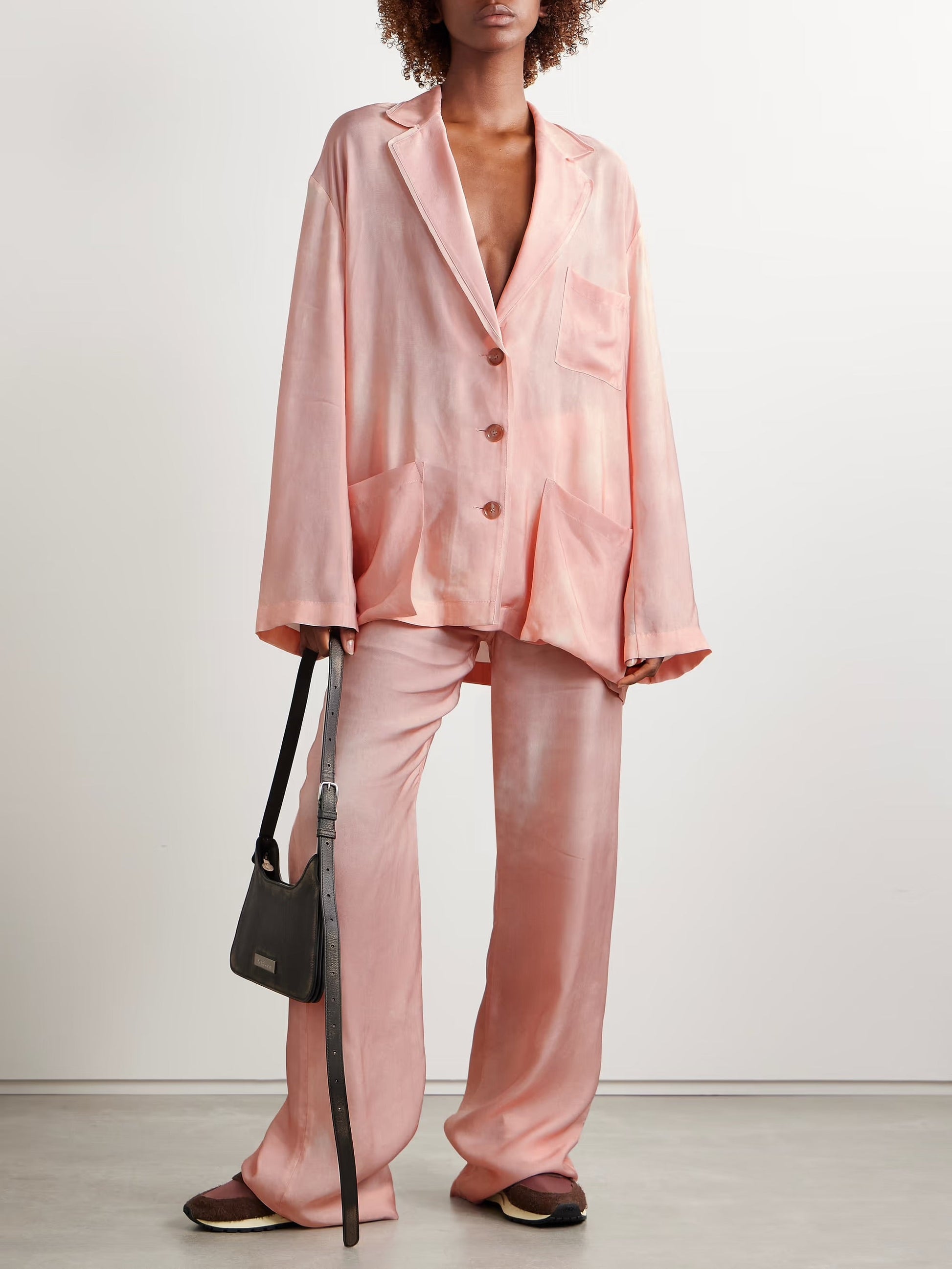 Oversized satin-twill blazer - Pink