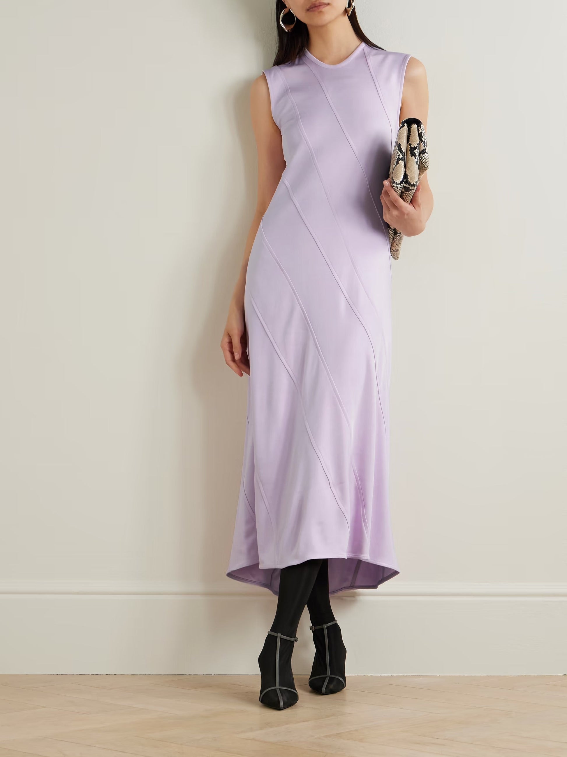 Paneled cady midi dress - Purple