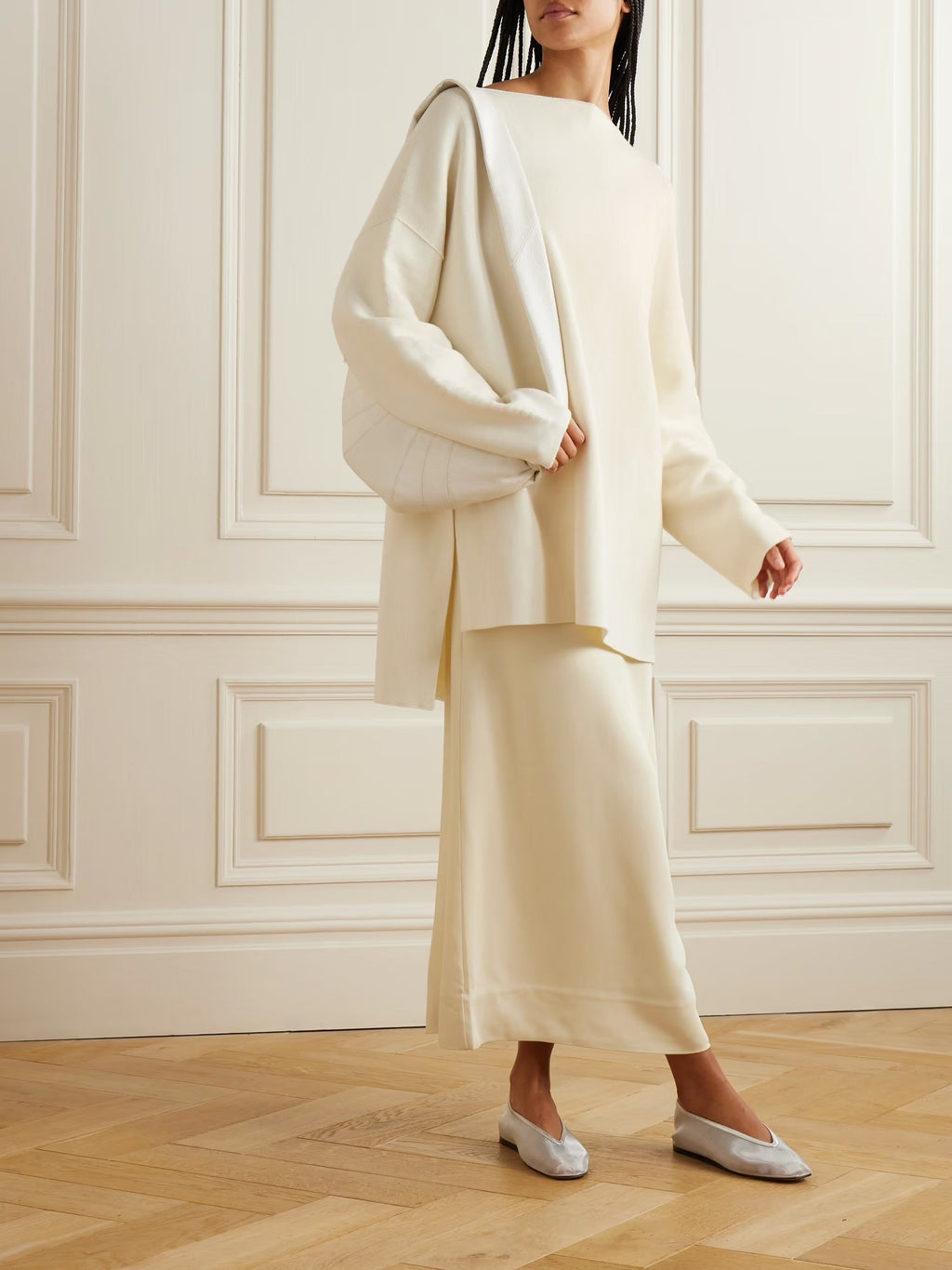 Oversized Pima cotton sweater - Beige
