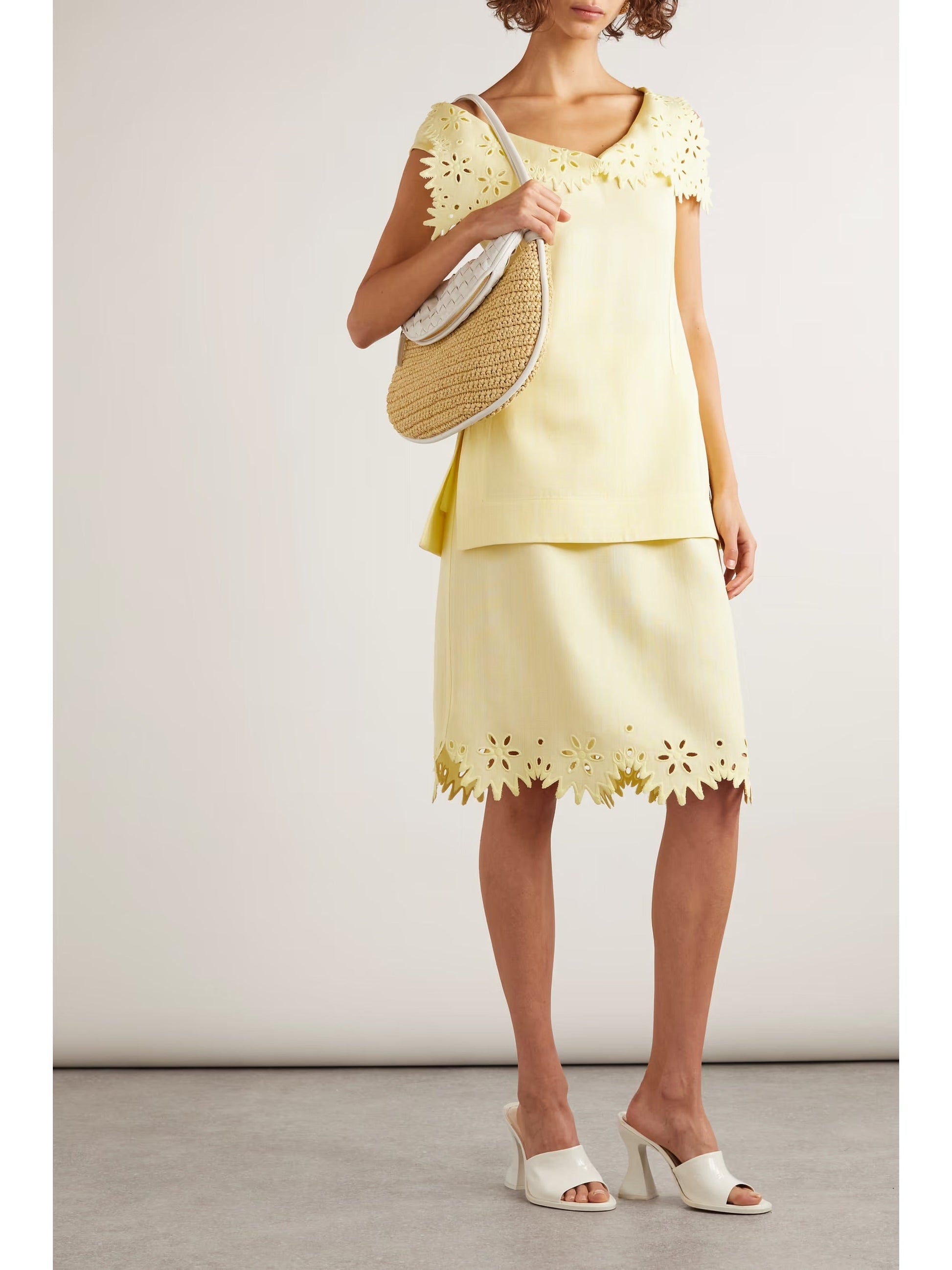 Broderie anglaise skirt - Yellow