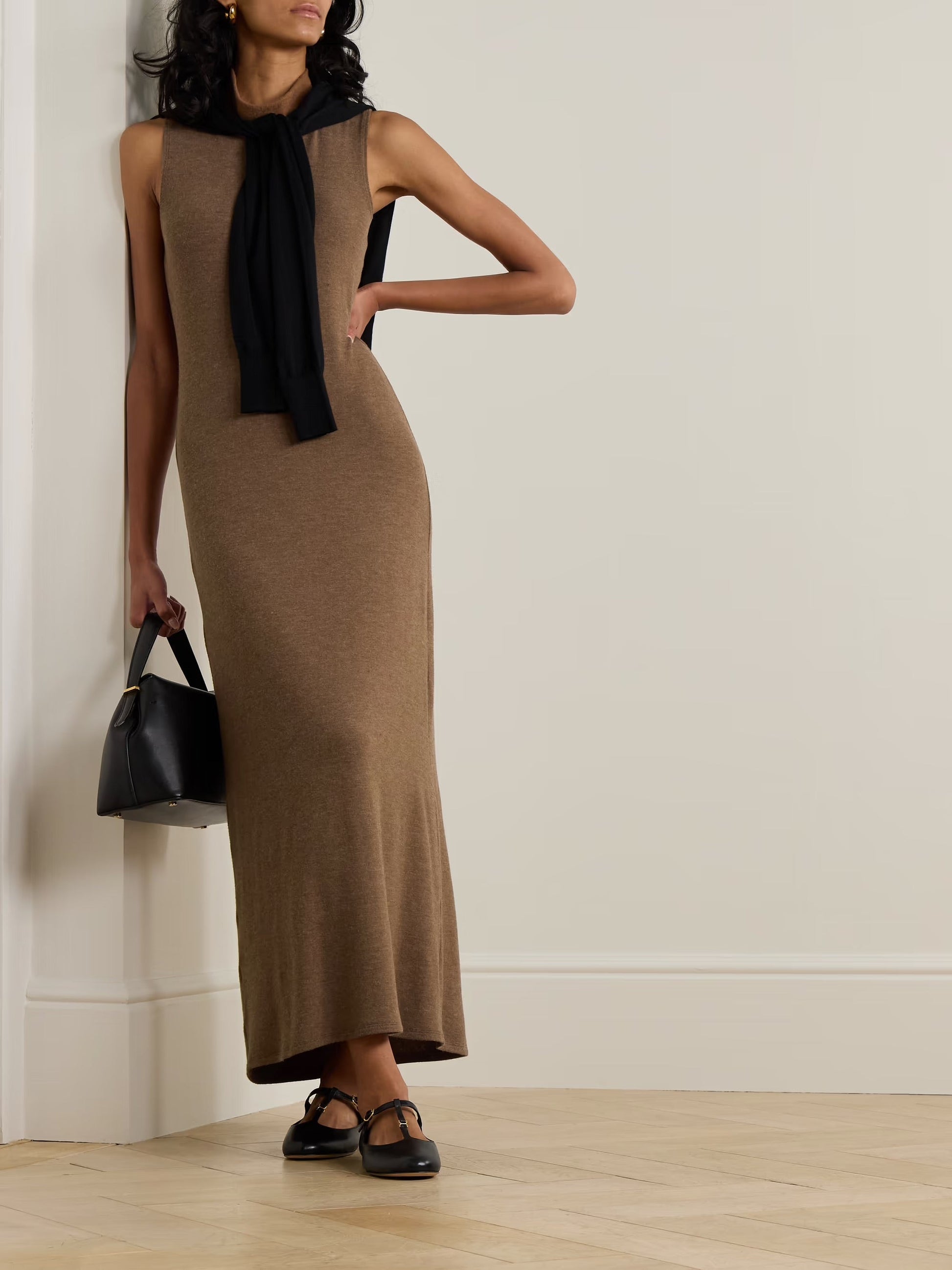 Lauren stretch-jersey turtleneck maxi dress - Brown