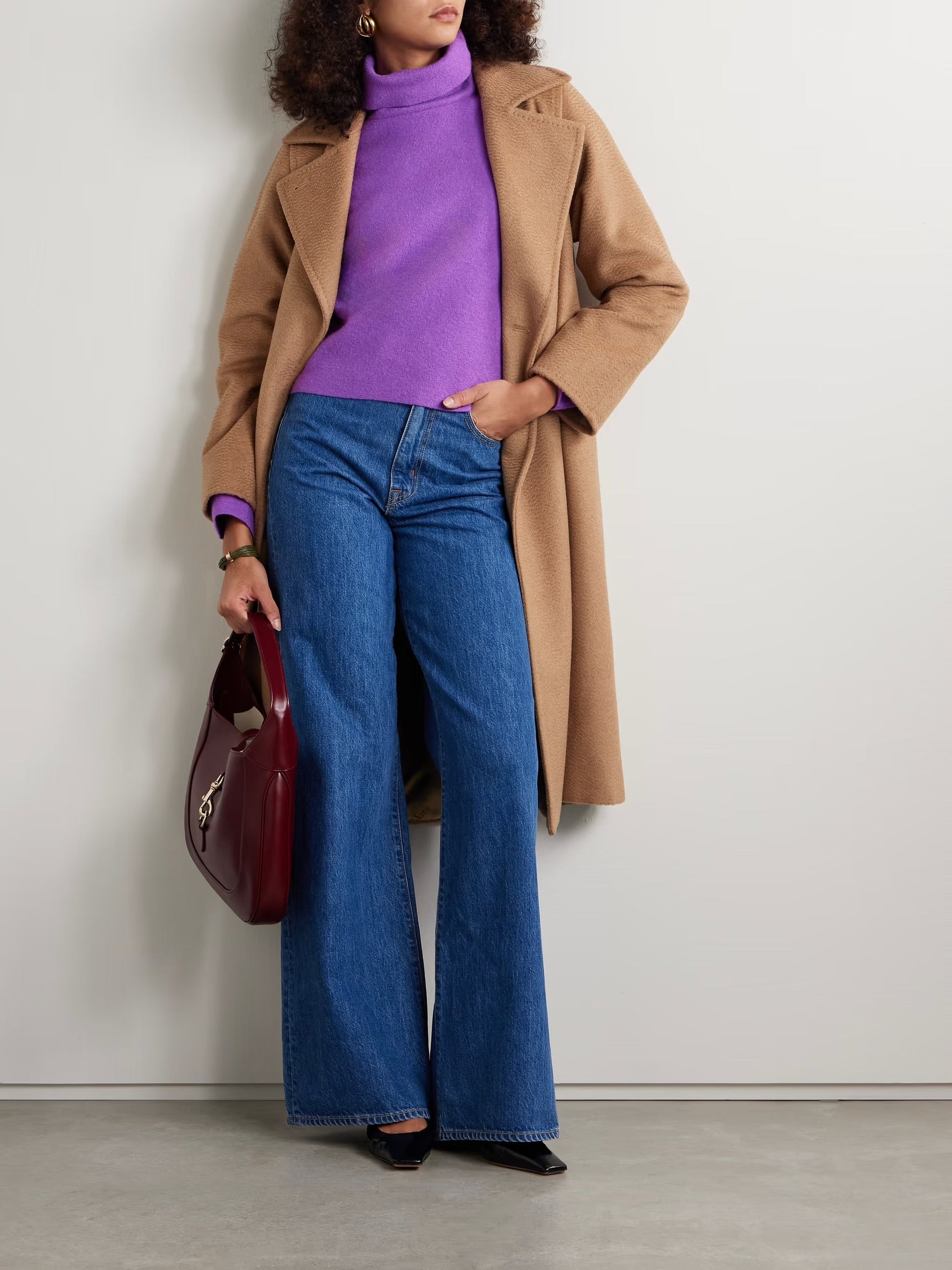 Leona brushed-wool turtleneck sweater - Purple