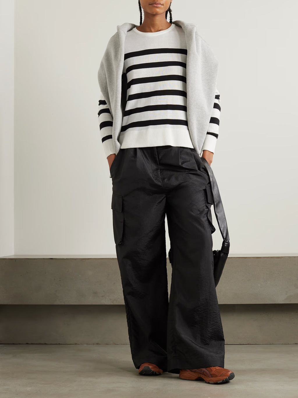 Hjellestad striped merino wool and cotton-blend sweater - Black White