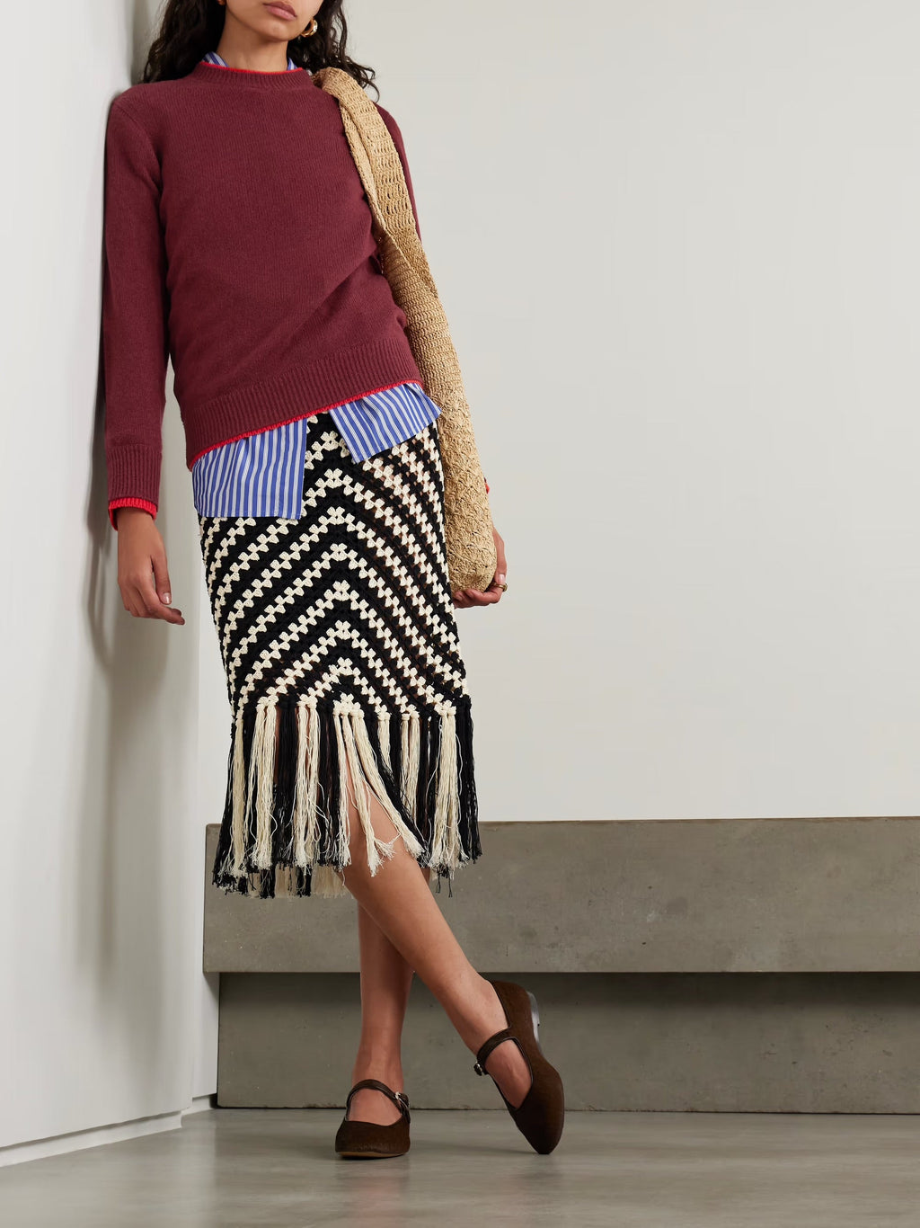 Steady two-tone cashmere sweater - Maroon