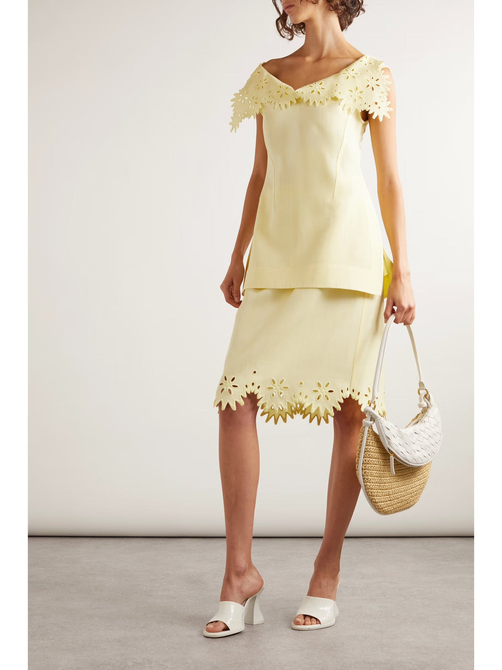 Layered broderie anglaise top - Yellow
