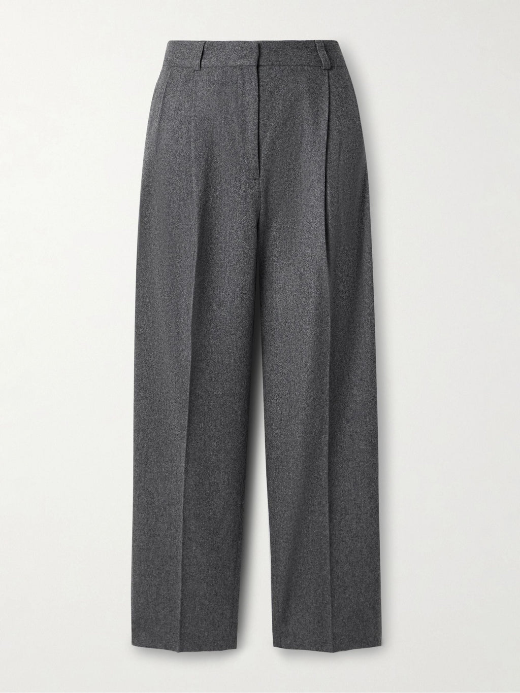 Pleated wool-blend felt wide-leg pants
