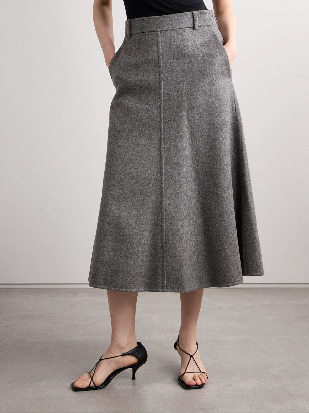 Wool-felt midi skirt