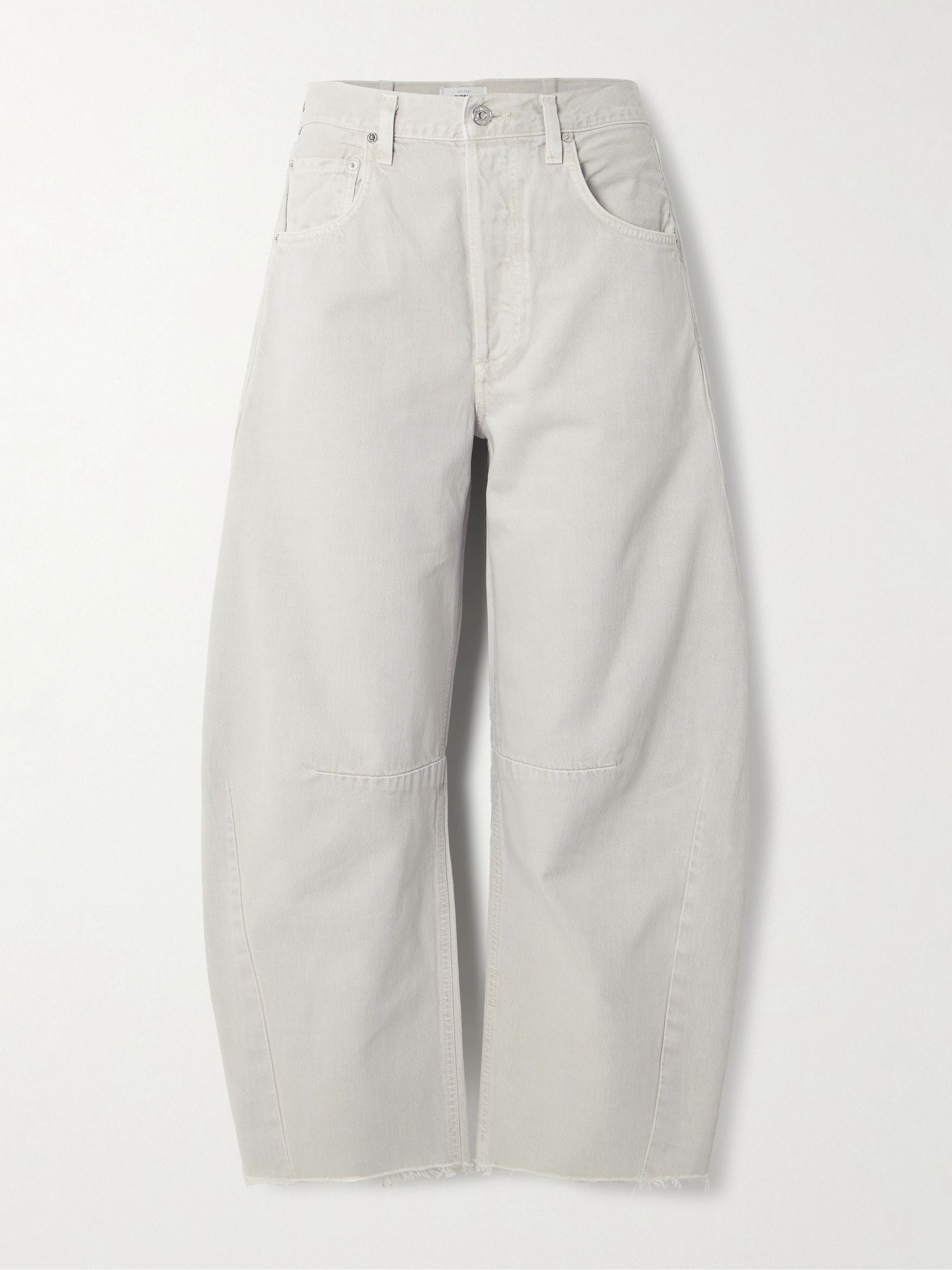 Horseshoe high-rise barrel-leg jeans