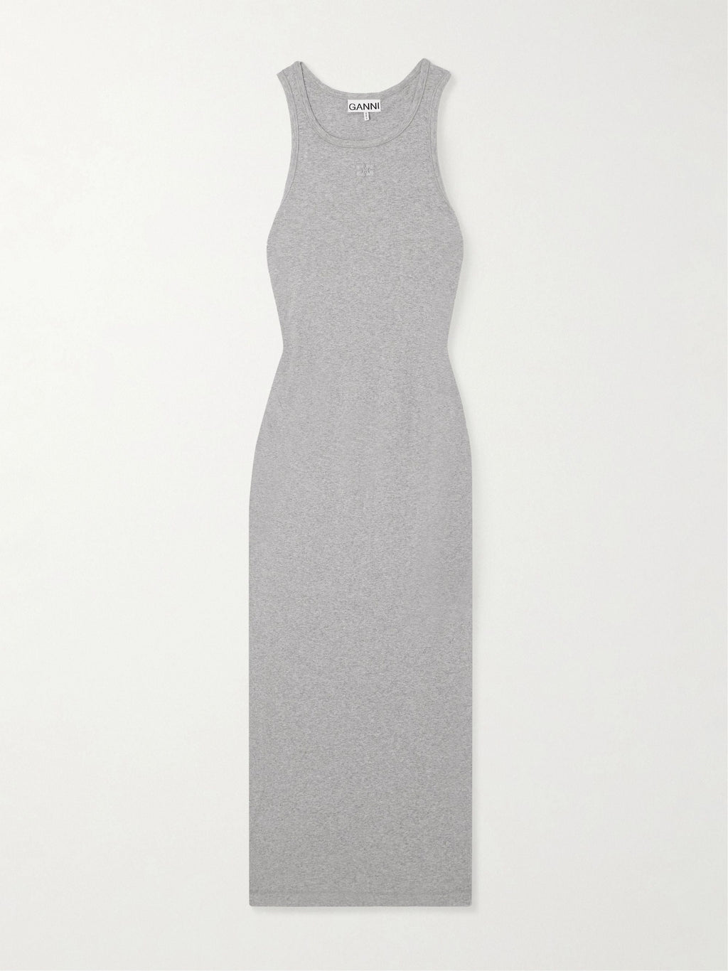 Ruched ribbed organic cotton-blend midi dress