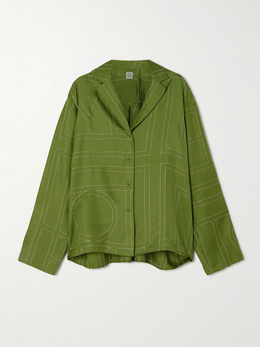 Embroidered organic cotton and silk-blend shirt - Green