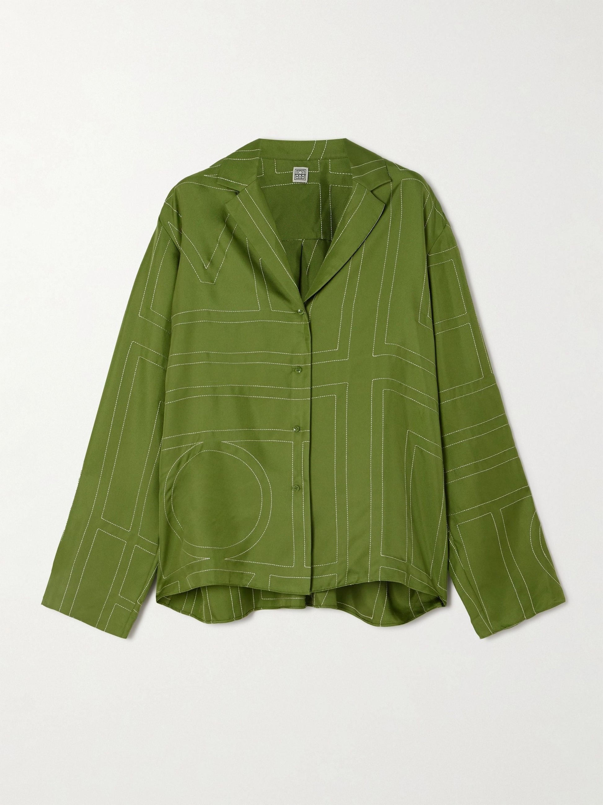 Embroidered organic cotton and silk-blend shirt - Green