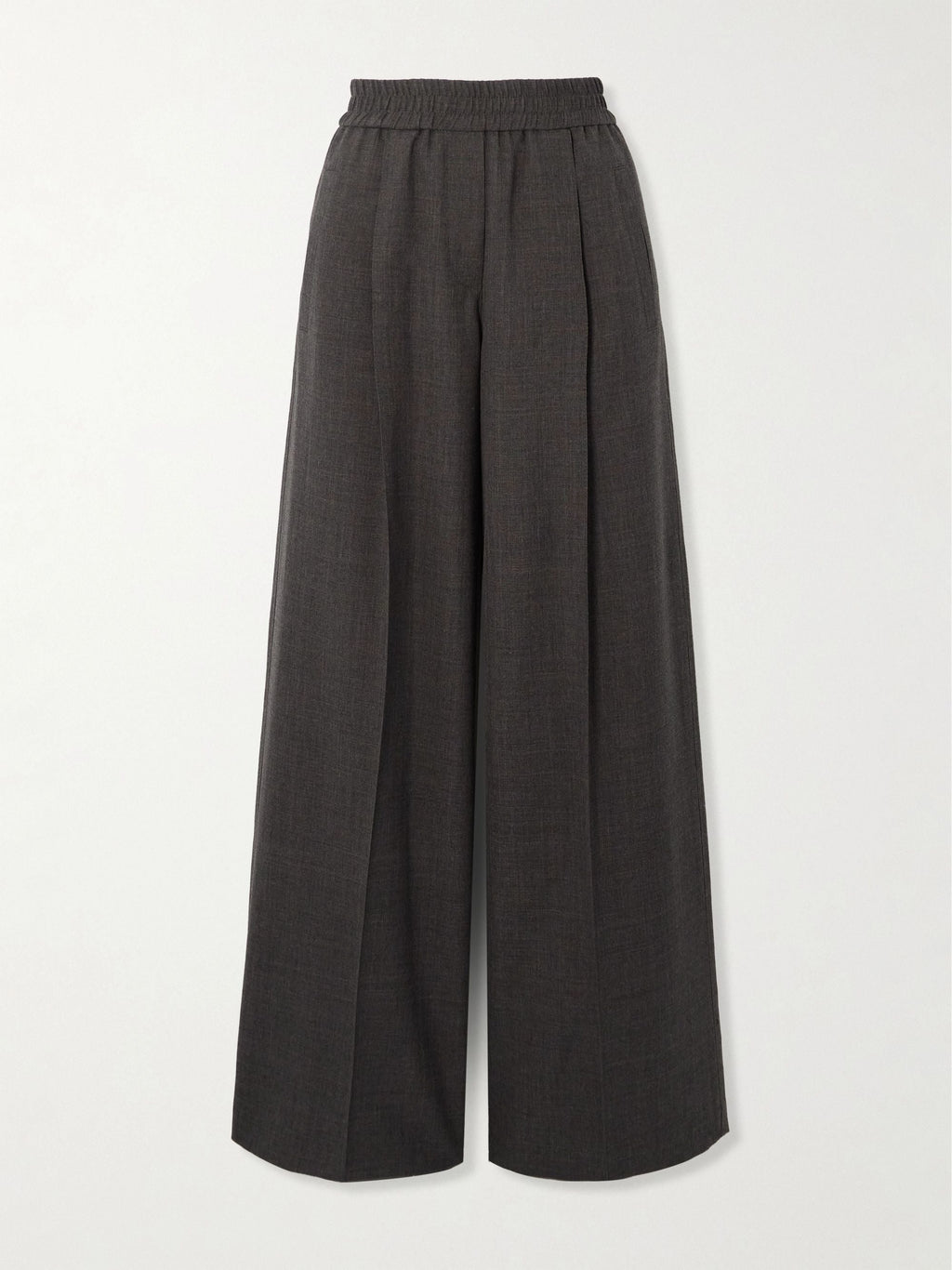 Pleated wool wide-leg pants - Dark Grey