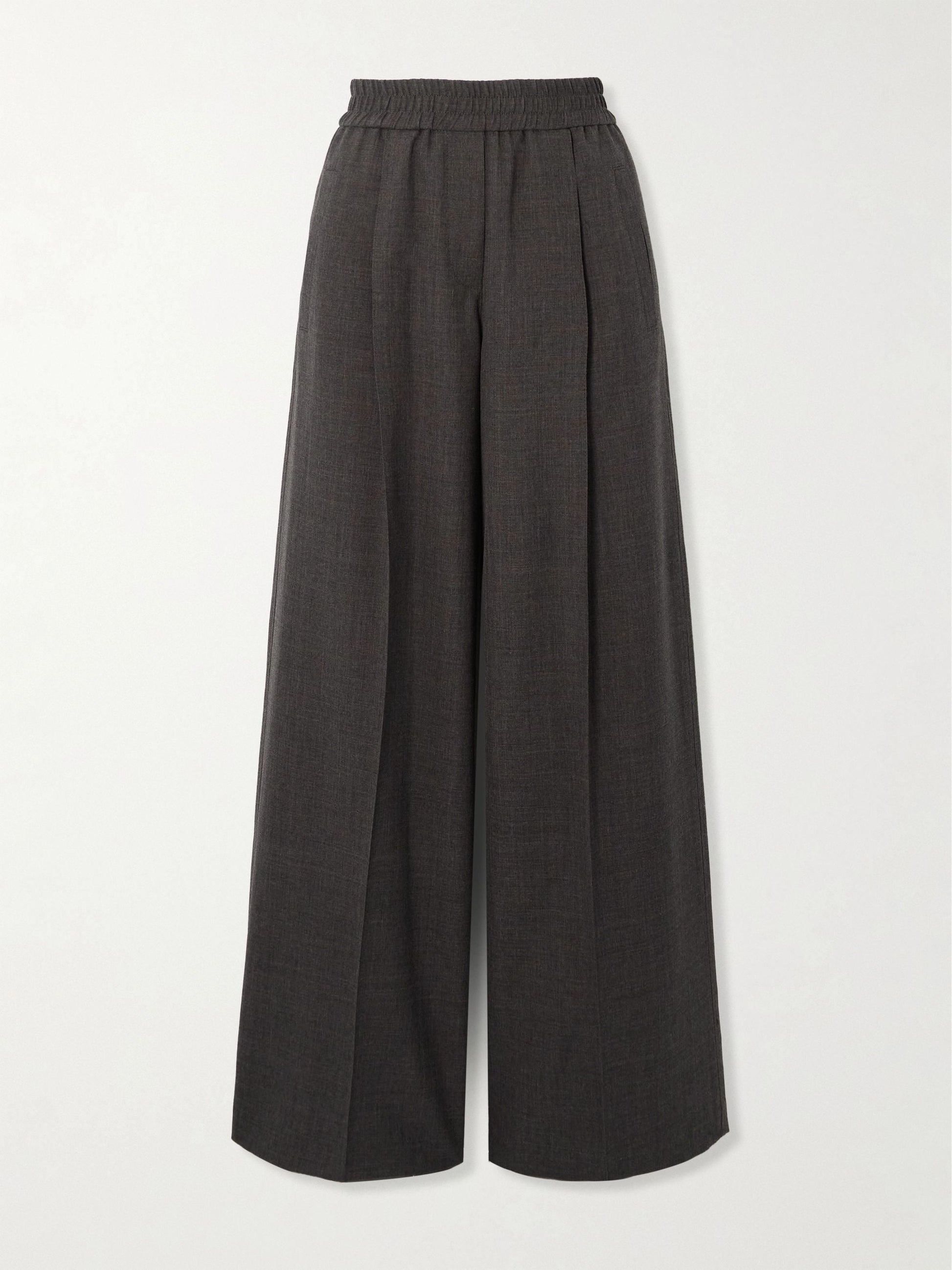 Pleated wool wide-leg pants - Dark Grey