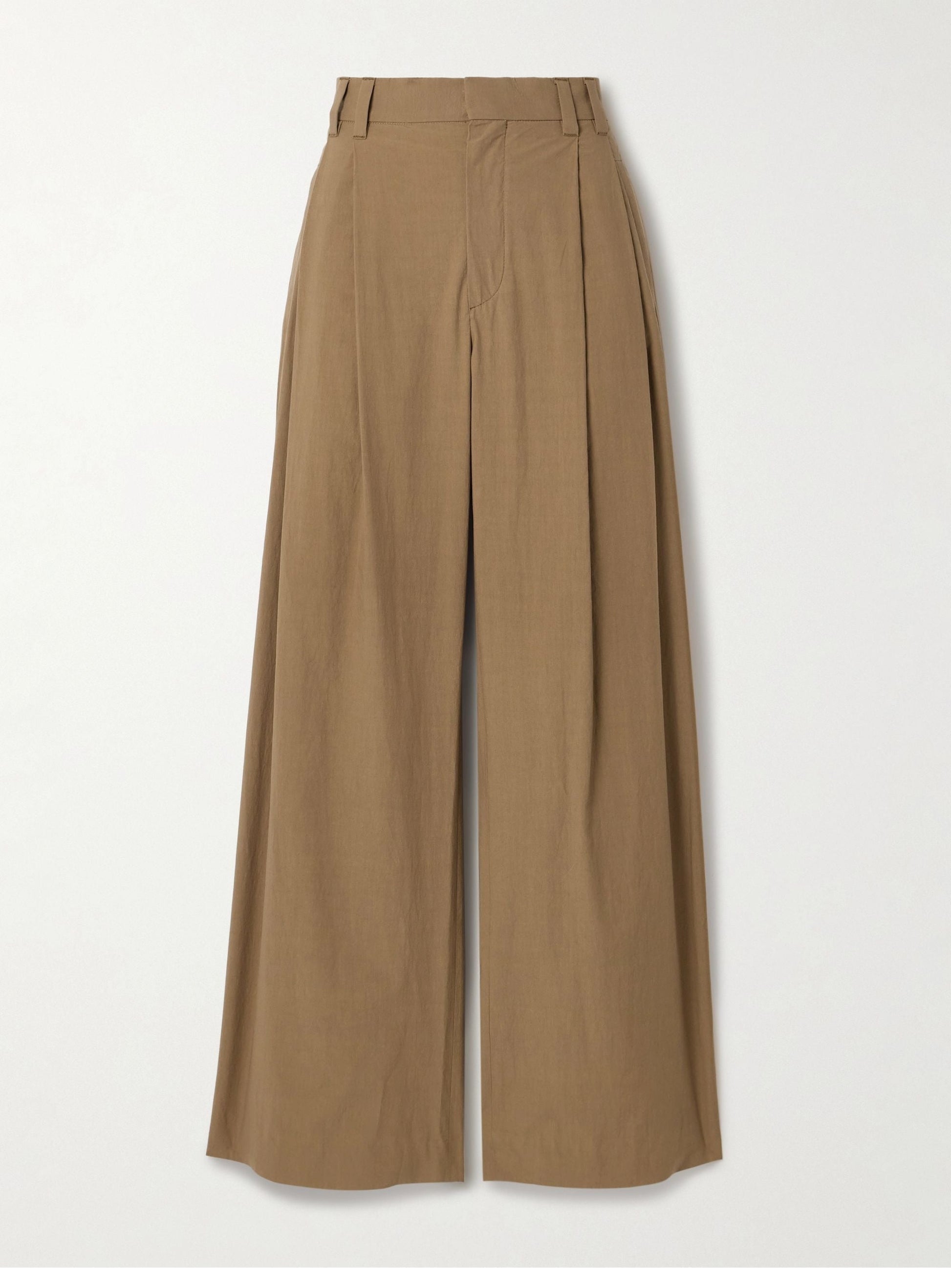 Pleated wool wide-leg pants - Beige
