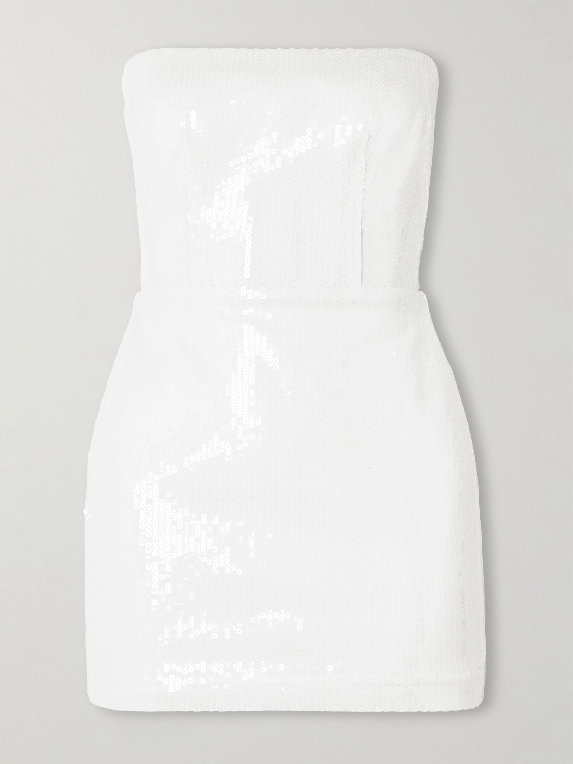 Strapless sequined tulle mini dress