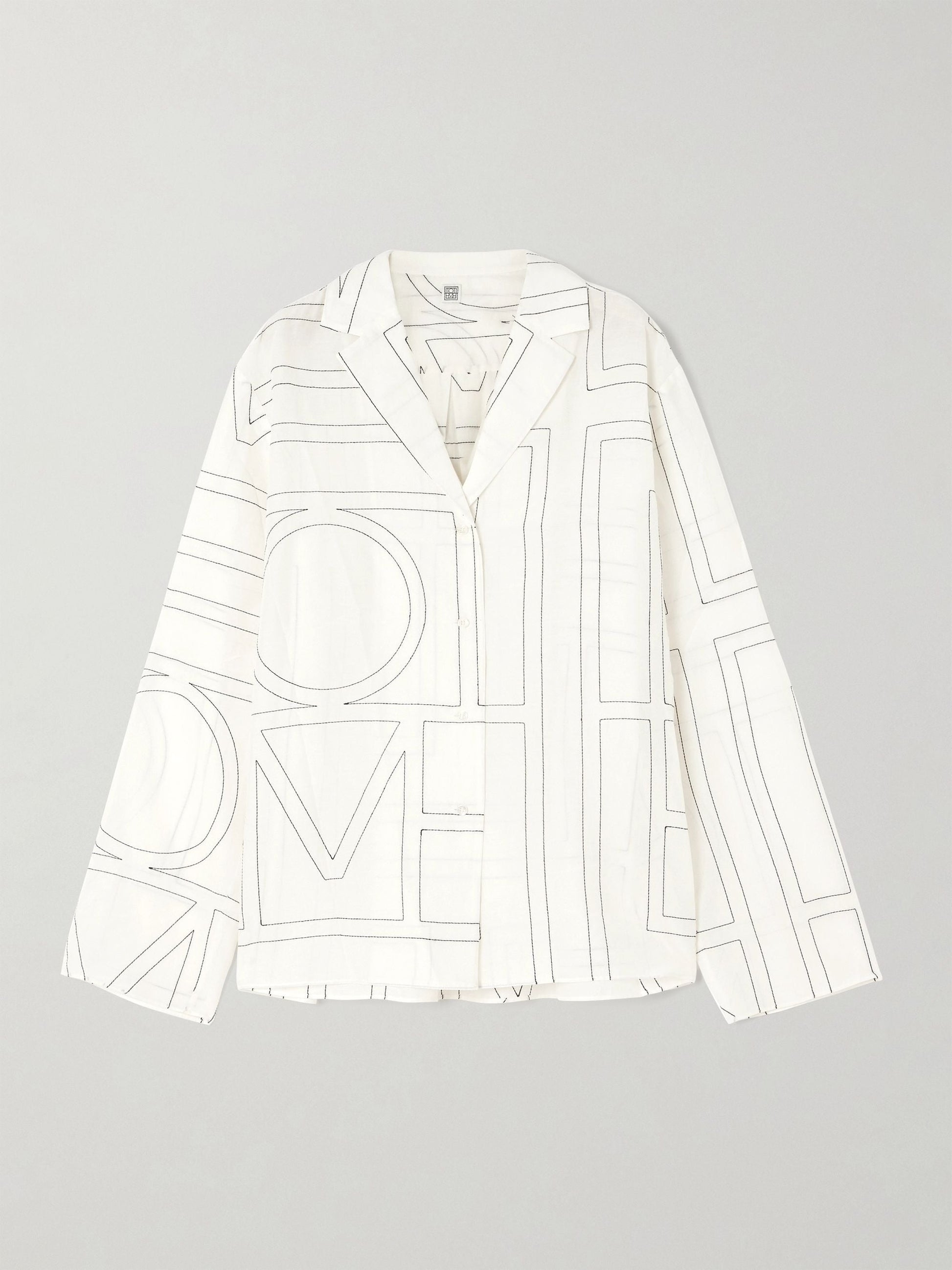 Embroidered organic cotton and silk-blend shirt - White