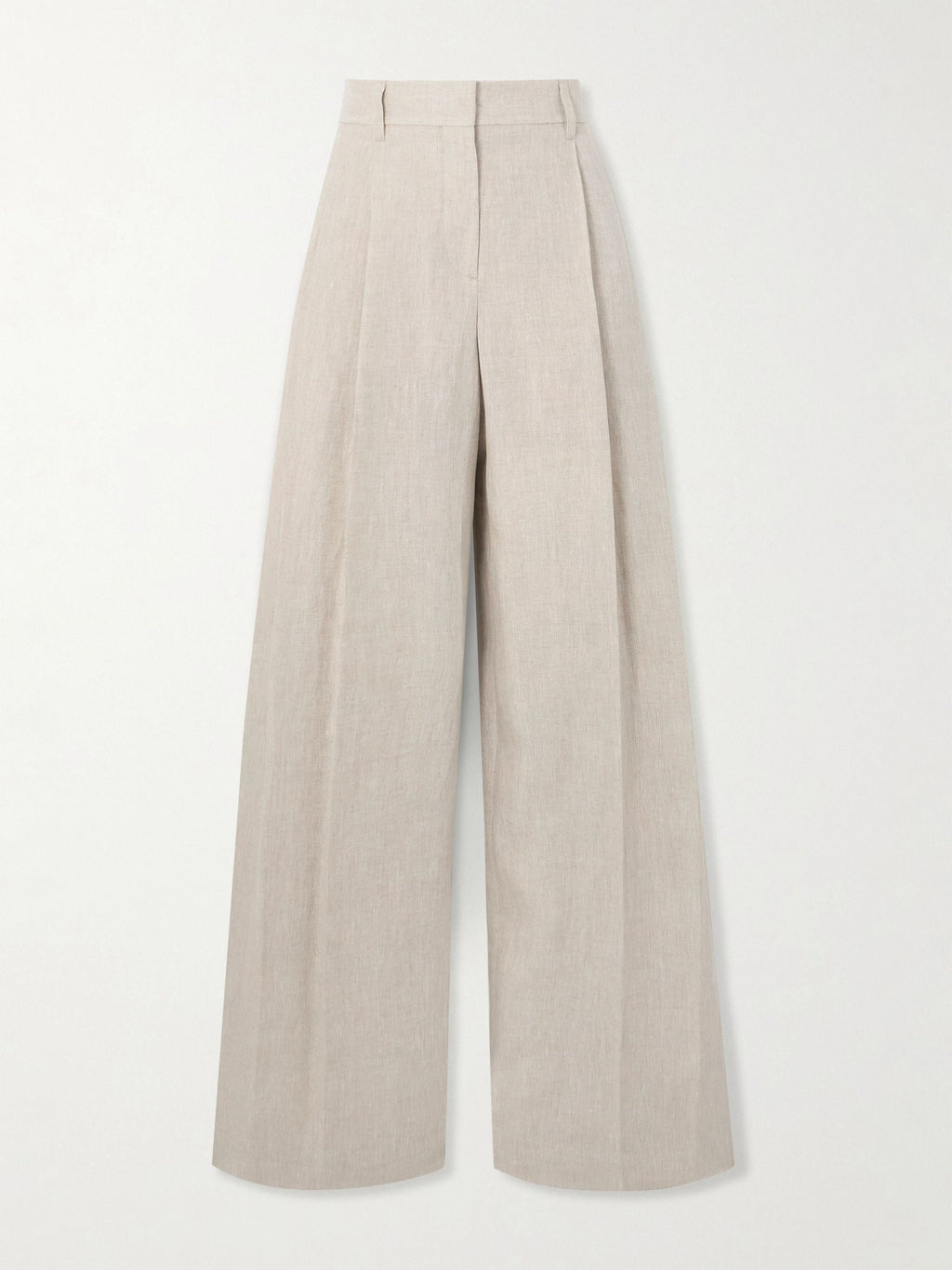 Pleated wool wide-leg pants - Tan