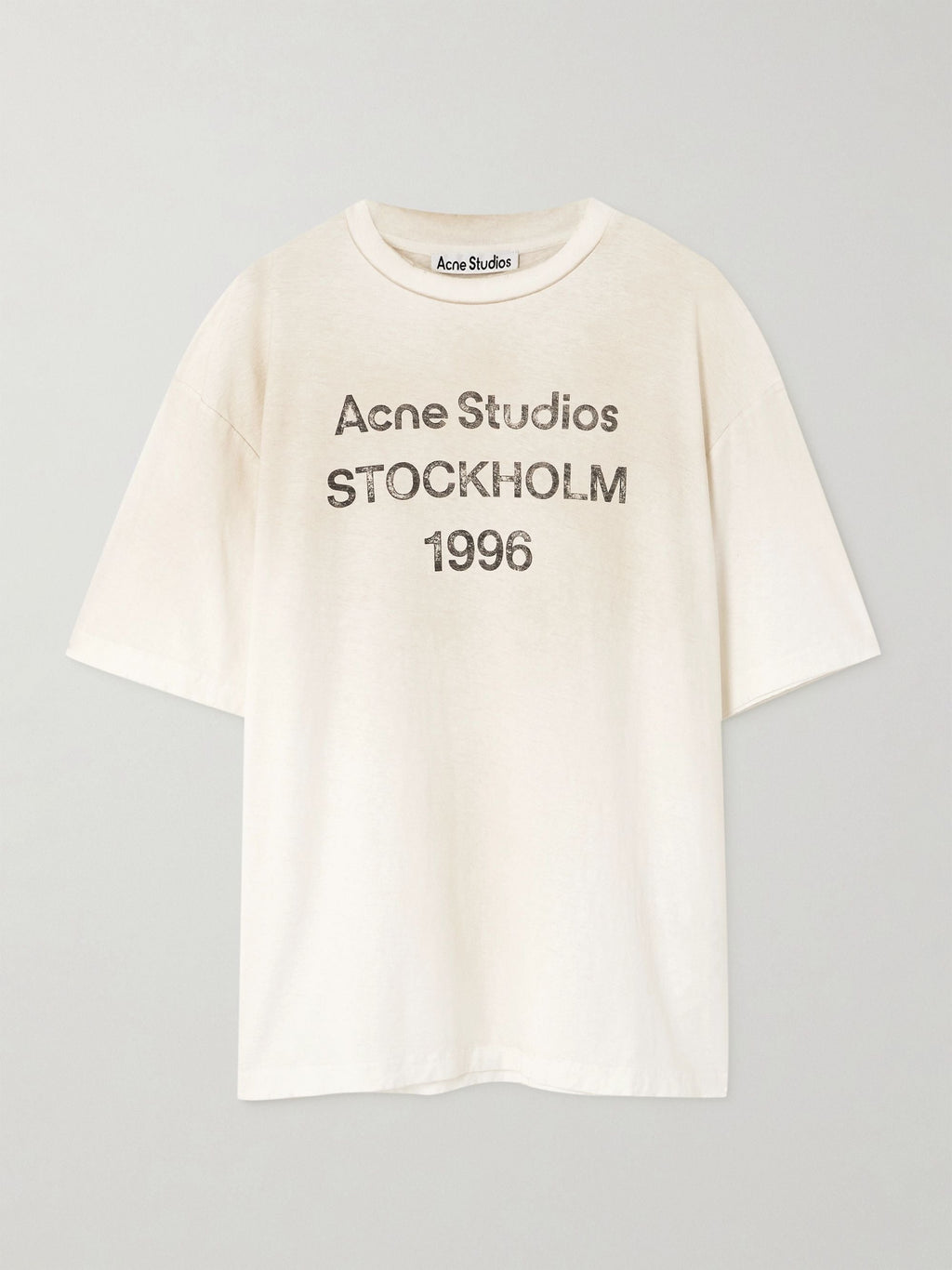 Printed distressed organic cotton-jersey T-shirt