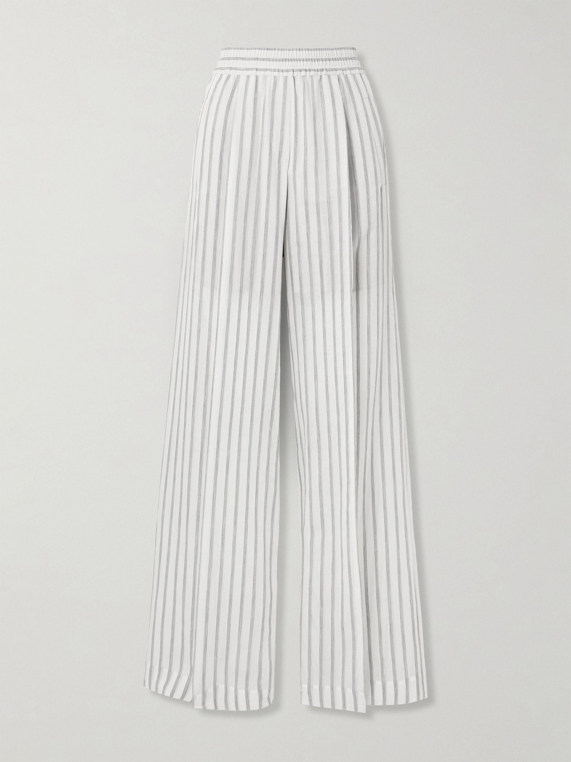 Pleated wool wide-leg pants - White Stripes