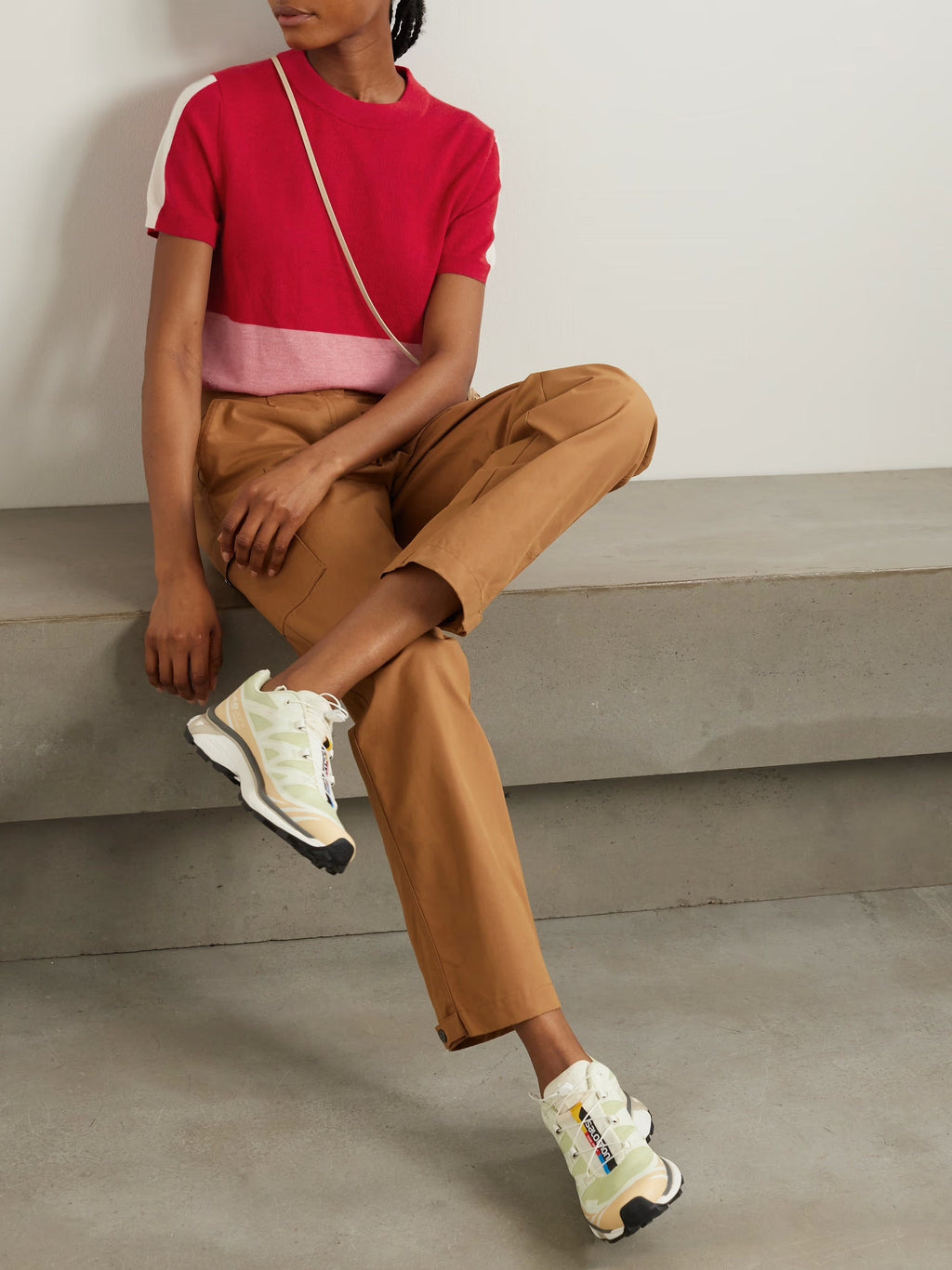Morlid colorblock cashmere top - Red