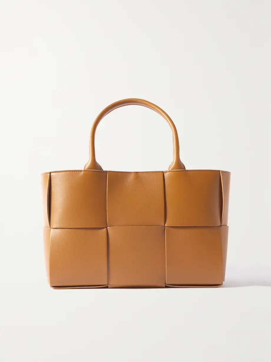 Arco small intrecciato leather tote - Caramel
