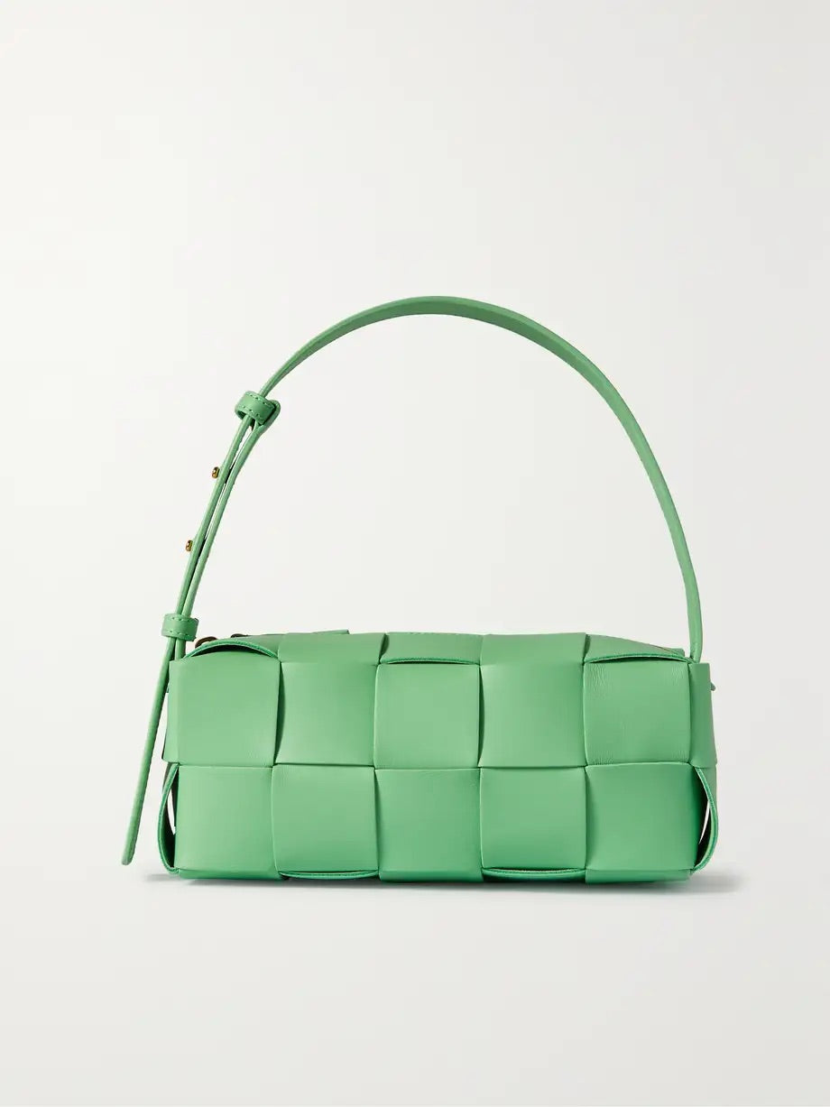 Brick Cassette small intrecciato leather shoulder bag - Green