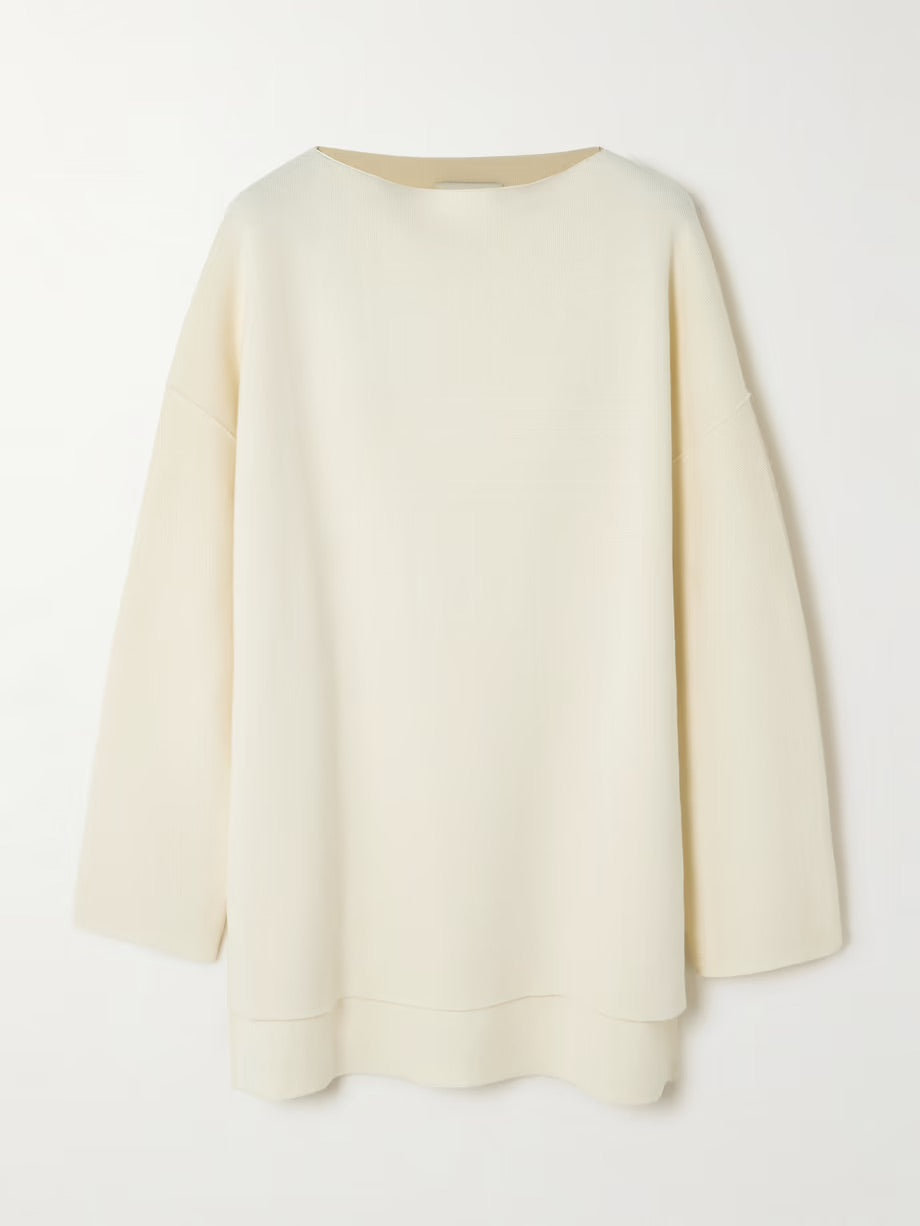 Oversized Pima cotton sweater - Beige
