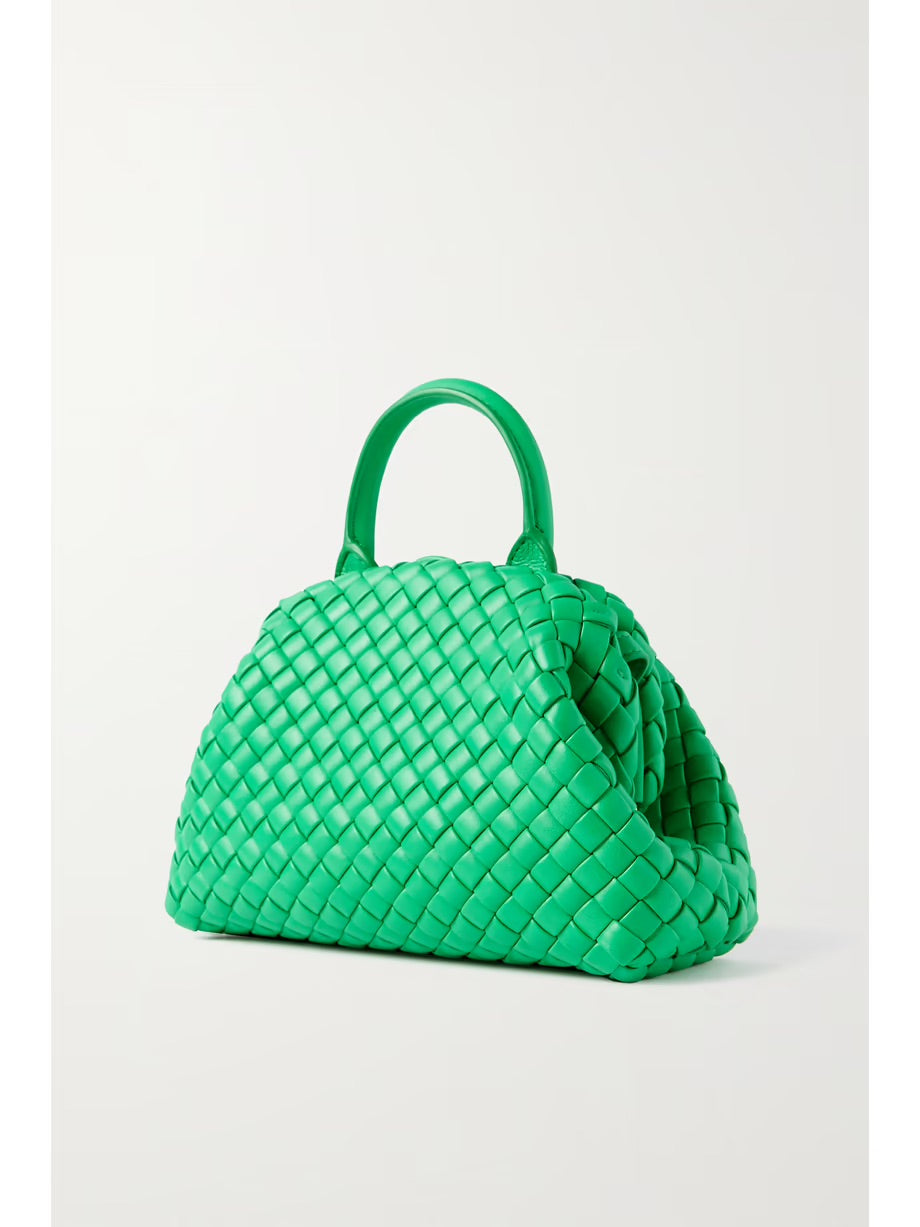 The Handle mini intrecciato leather tote - Green