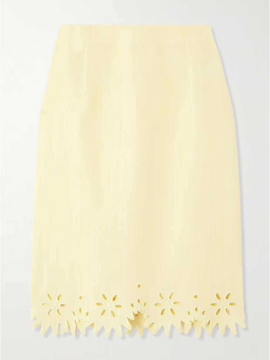 Broderie anglaise skirt - Yellow