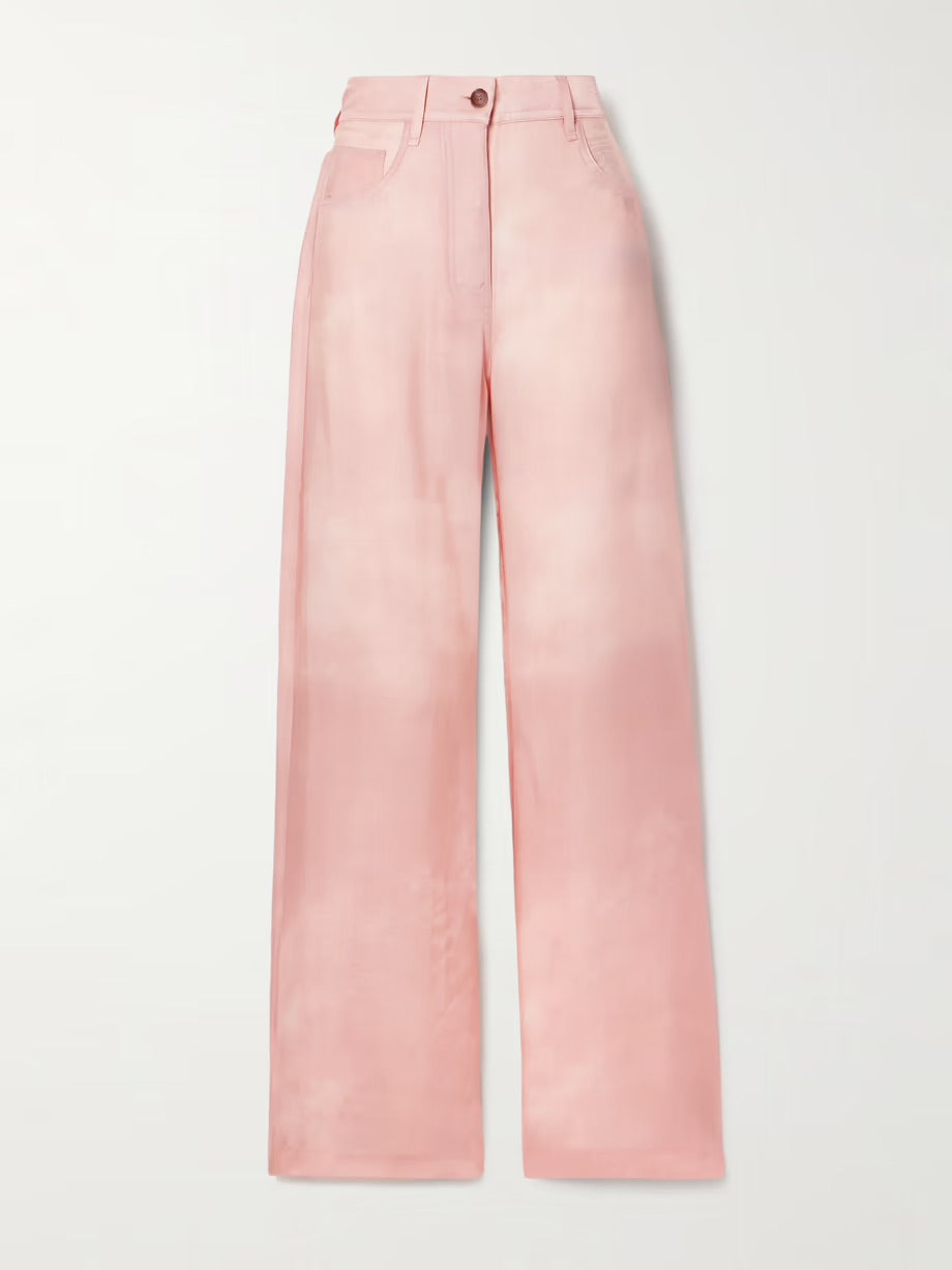 Satin-twill straight-leg pants - Pink