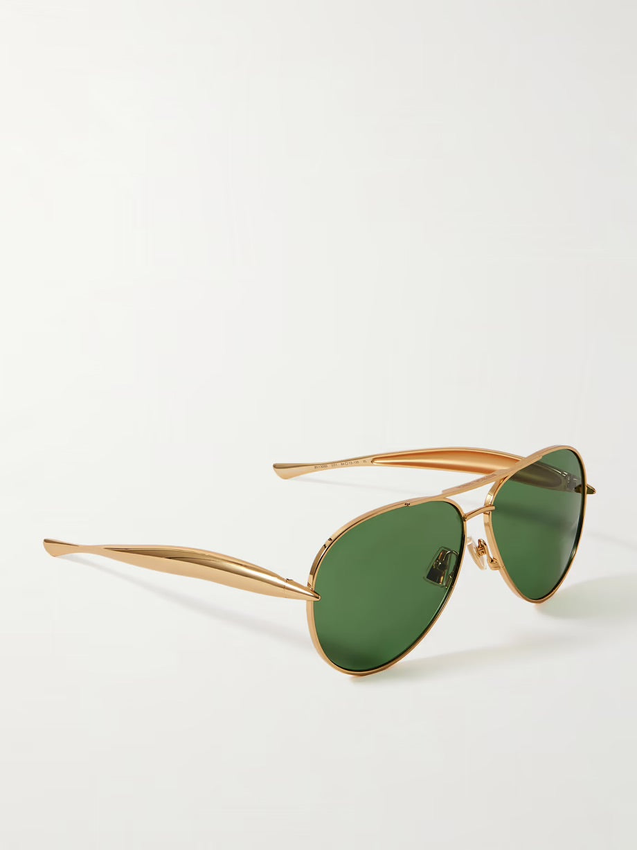 Sardine aviator-style gold-tone sunglasses - Green
