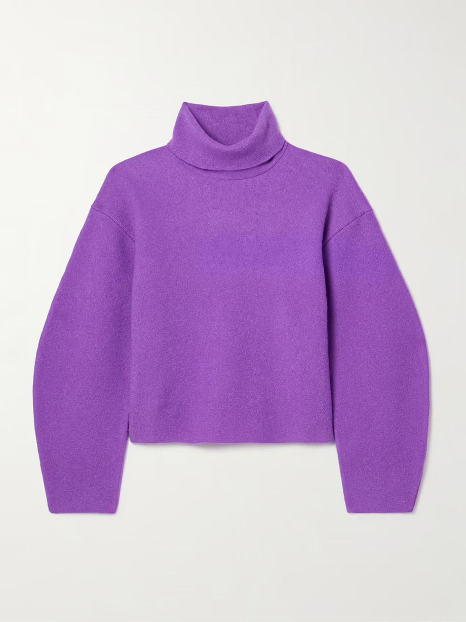 Leona brushed-wool turtleneck sweater - Purple