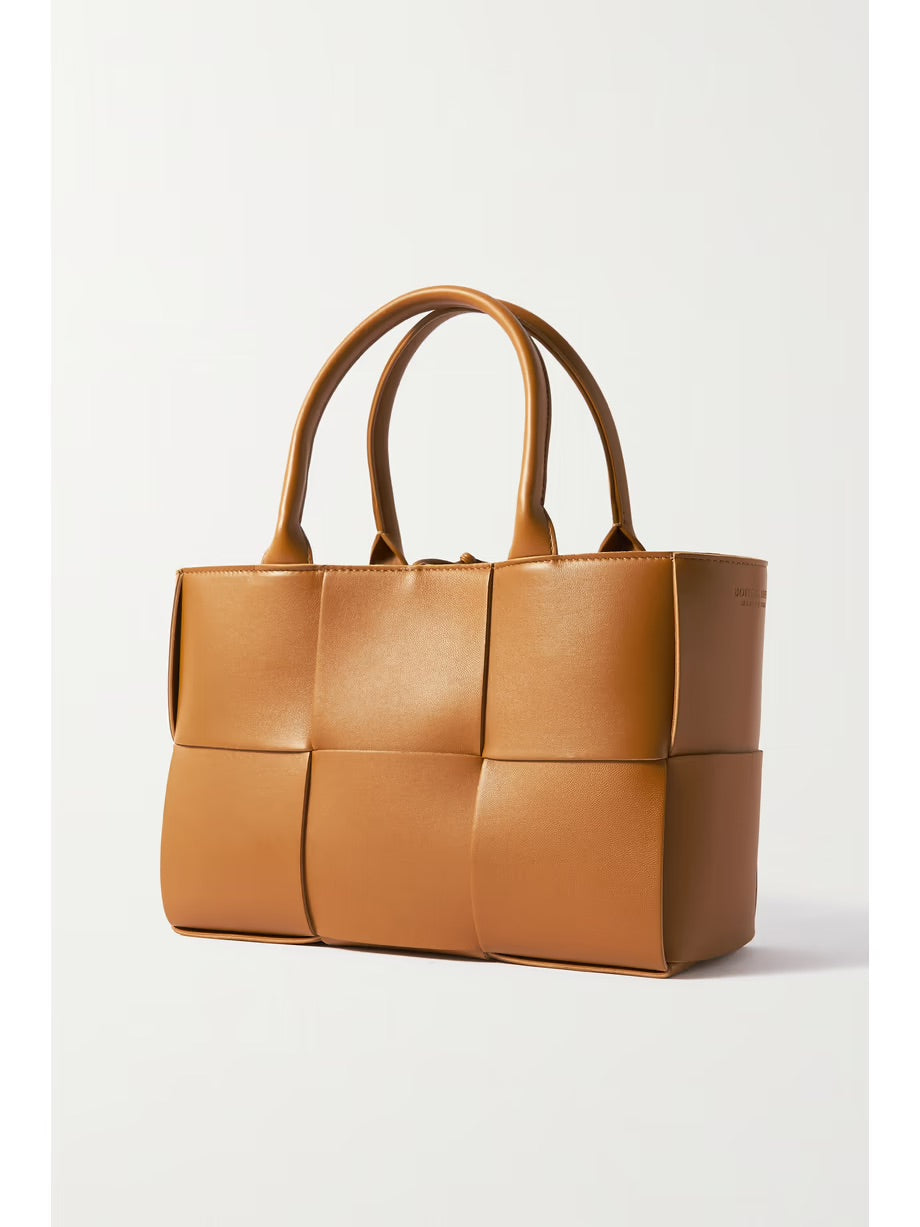 Arco small intrecciato leather tote - Caramel