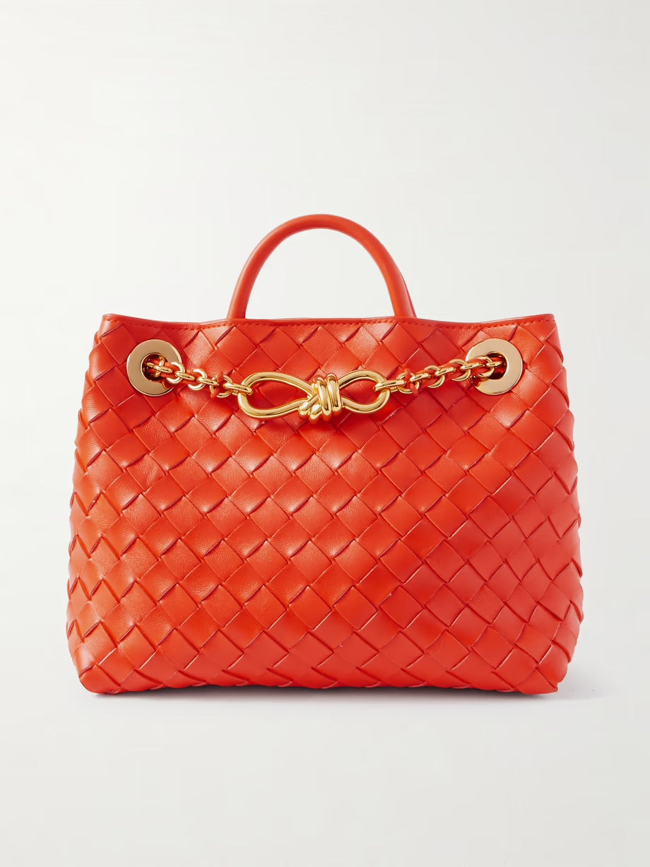 Andiamo small intrecciato leather tote - Orange